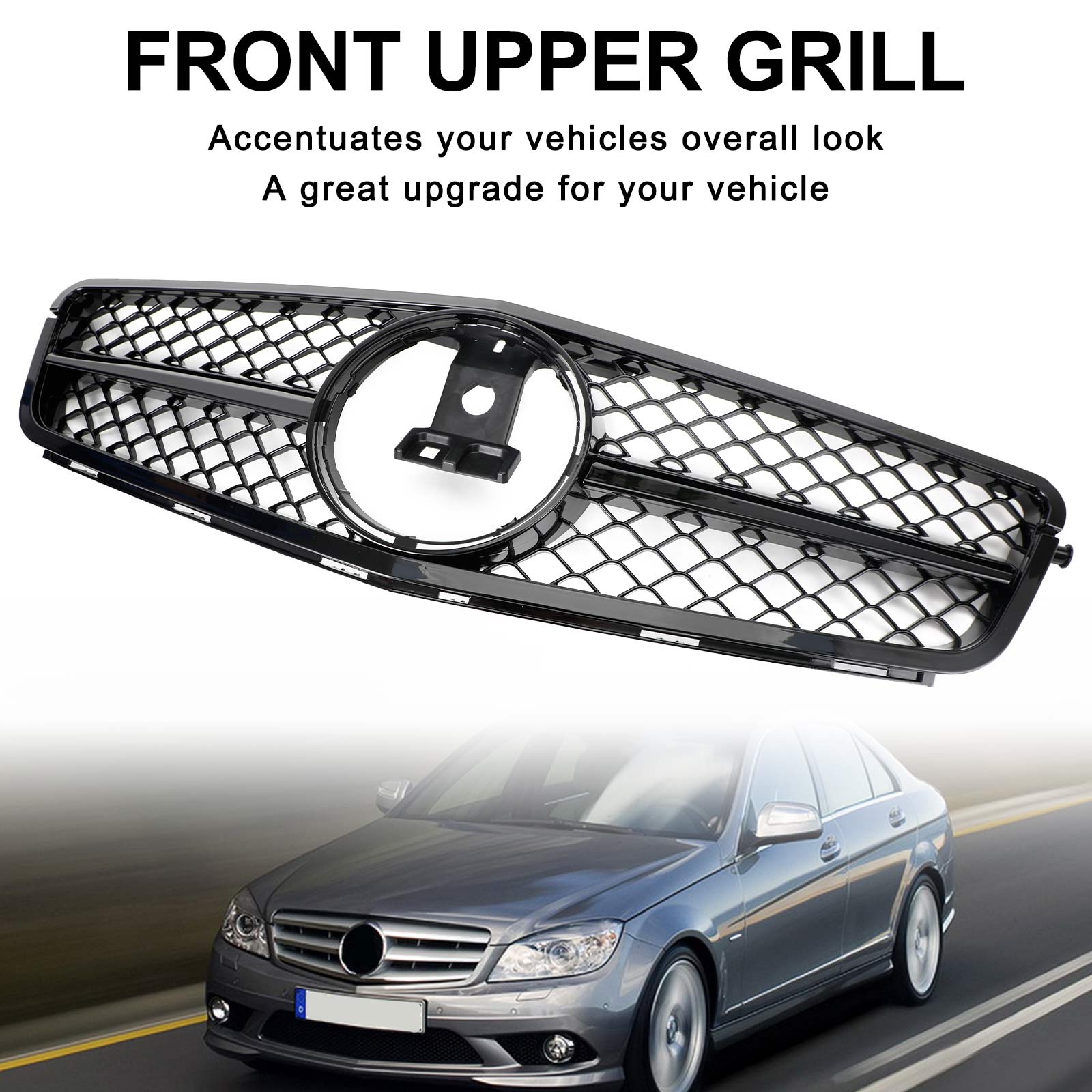 W204 C250 C350 08-13 Mercedes Benz AMG Style Gloss Black Grill Replacement Grille Generic