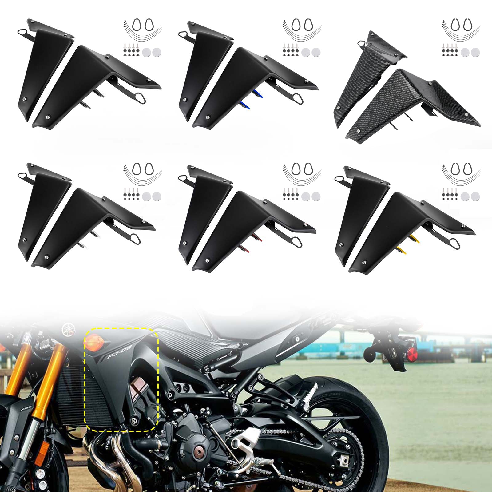 야마하 MT-09 SP FZ09 2021-2022용 사이드 스포일러 공기역학적 윙 디플렉터