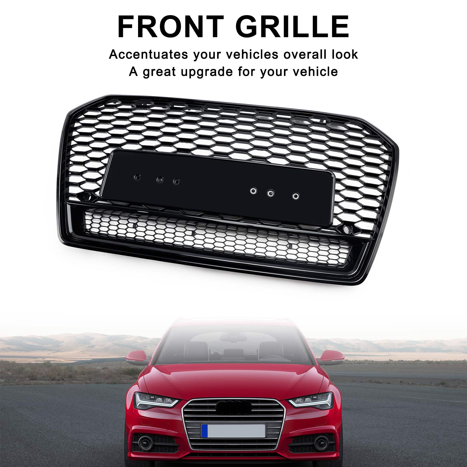 2016 2017 2018 Audi A6 S6 C7 C7PA RS6 Style Honeycomb Mesh Front Grill Grille Black
