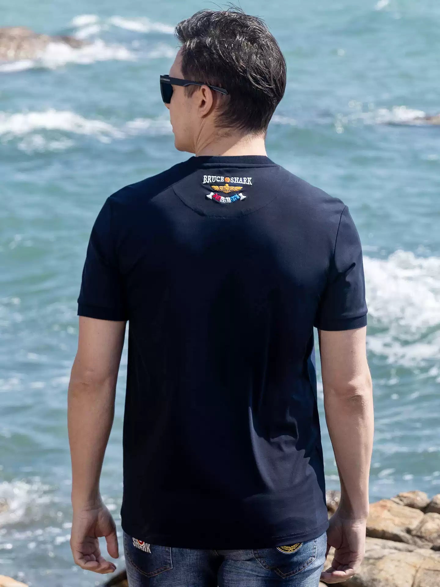 Bruce & Shark Summer 2025 New Liquid Ammonia T-Shirt Men's Large Size Short Sleeve Trendy Brand Loose Thin Base Shirt