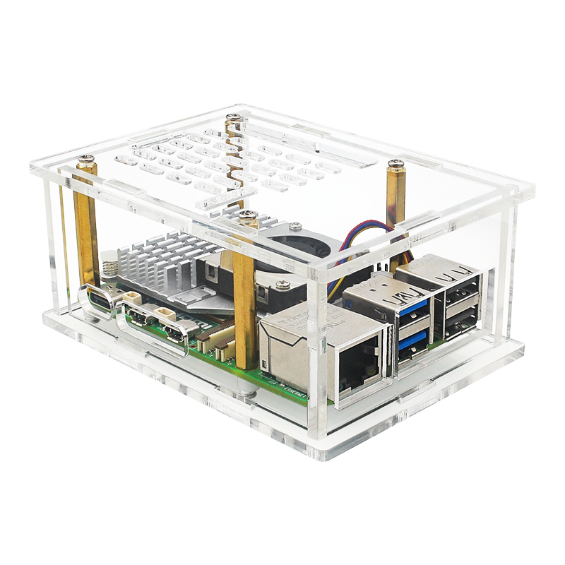 Raspberry Pi5 PCI-E Adapter Case  PCIe to M.2 Adapter Board Acrylic Box Radiator