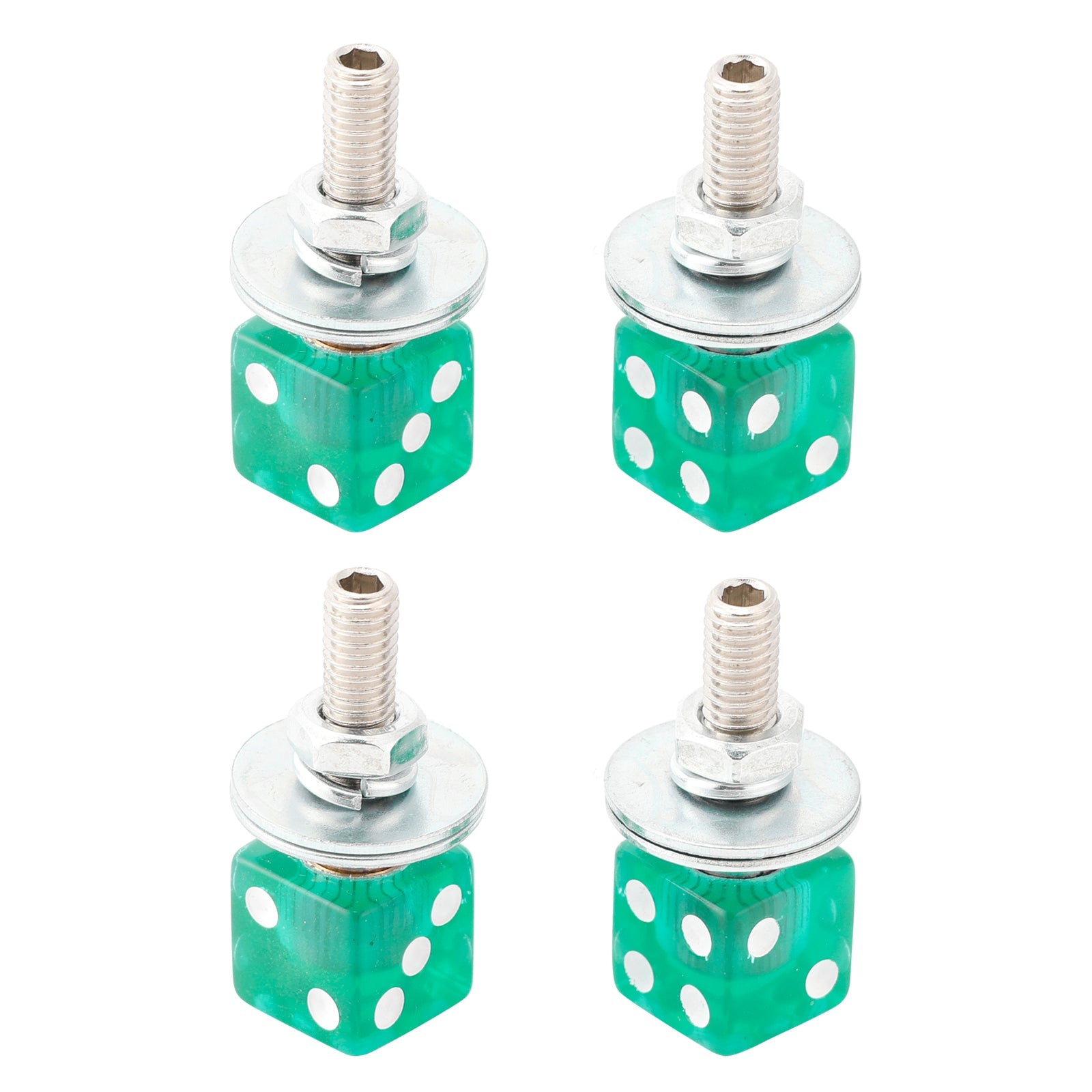 4x Custom DICE License Plate Bolt Screw Green Plastic Motorcycle Chopper Bobber