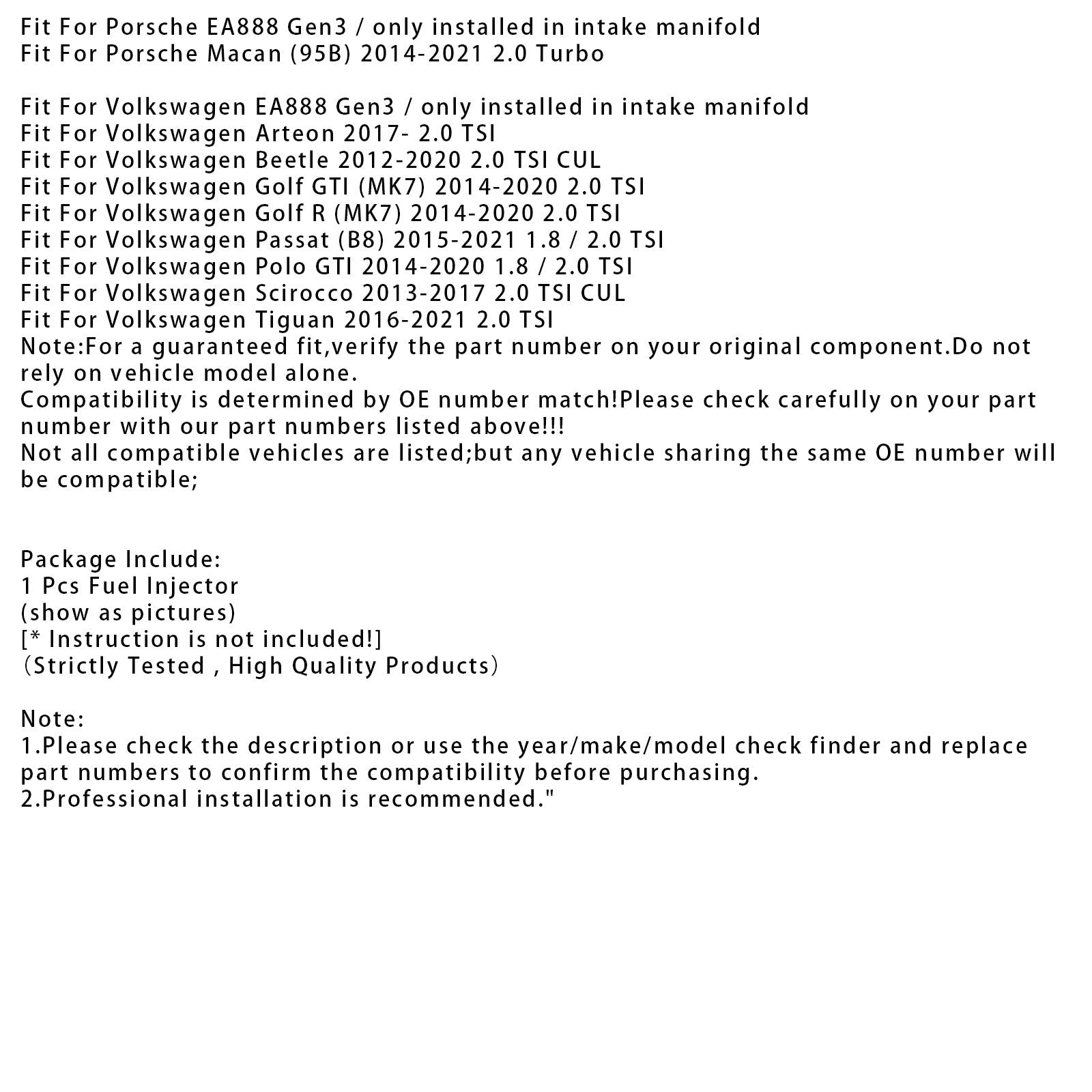 1Pcs Fuel Injector For VW Golf GTI R Audi A3 S3 2.0 CJX CHH 0280158360