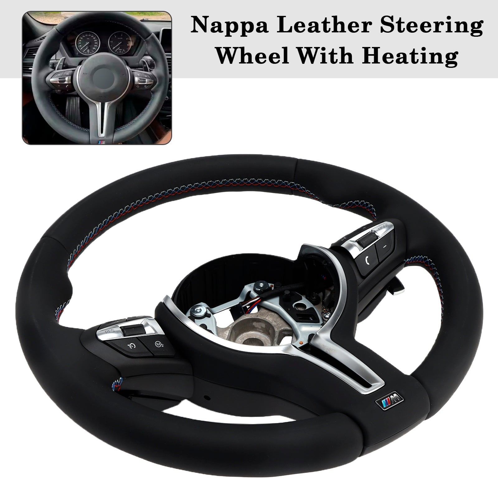 Nappa Leather W/heated Steering Wheel For BMW F30 F80 F82 M3 X3 X5 X6 M4
