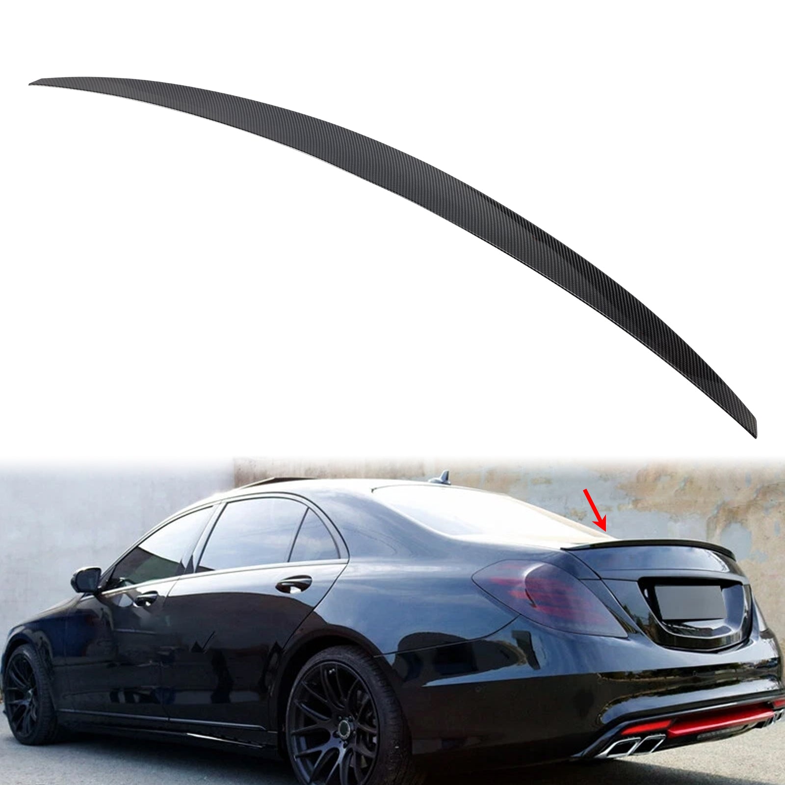 2014-2020 Mercedes-Benz S-Class W222 Carbon Fiber Look Rear Boot Spoiler