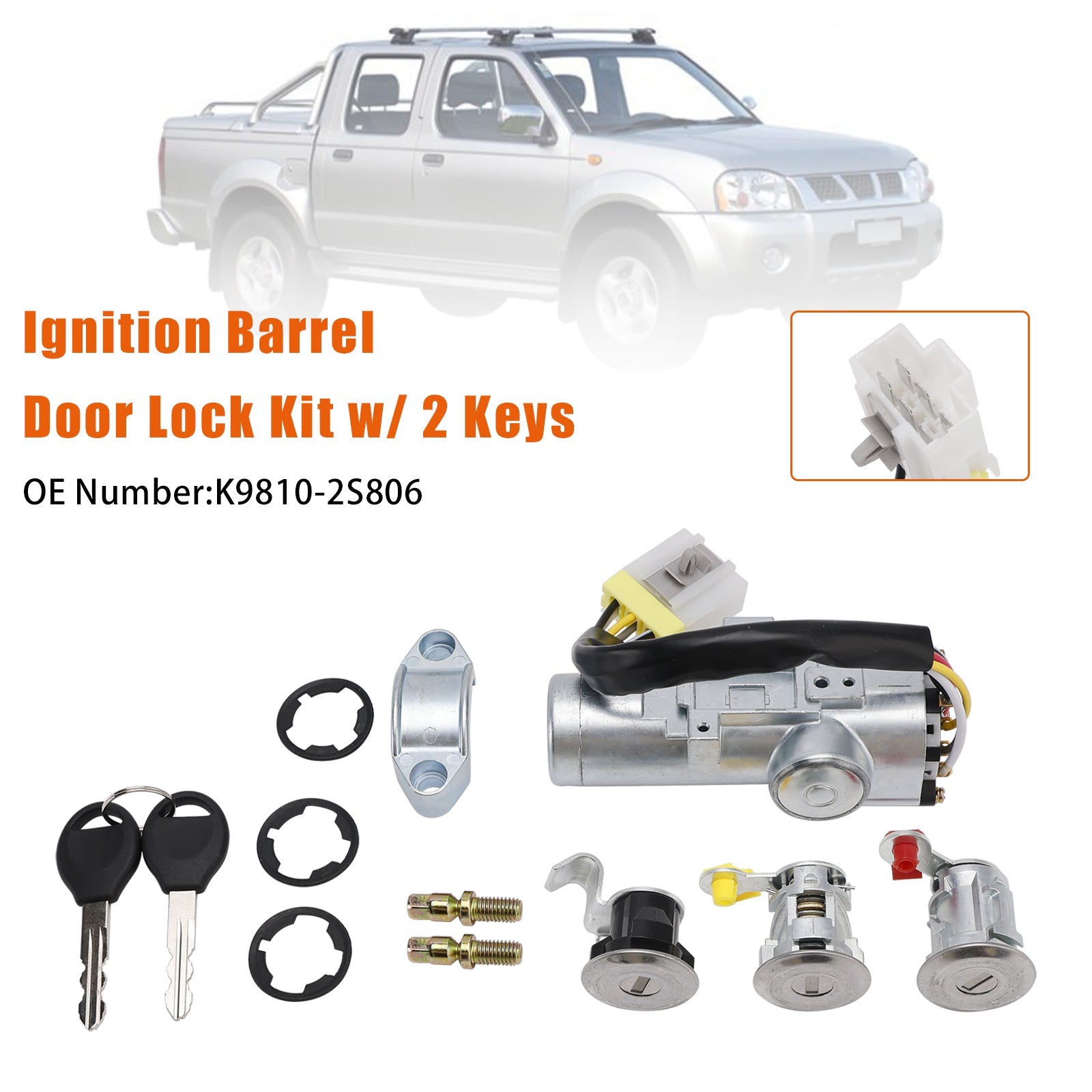 Ignition Barrel Door Lock Kit w/ 2 Keys K9810-2S806 For Nissan Navara D22 1997-2006