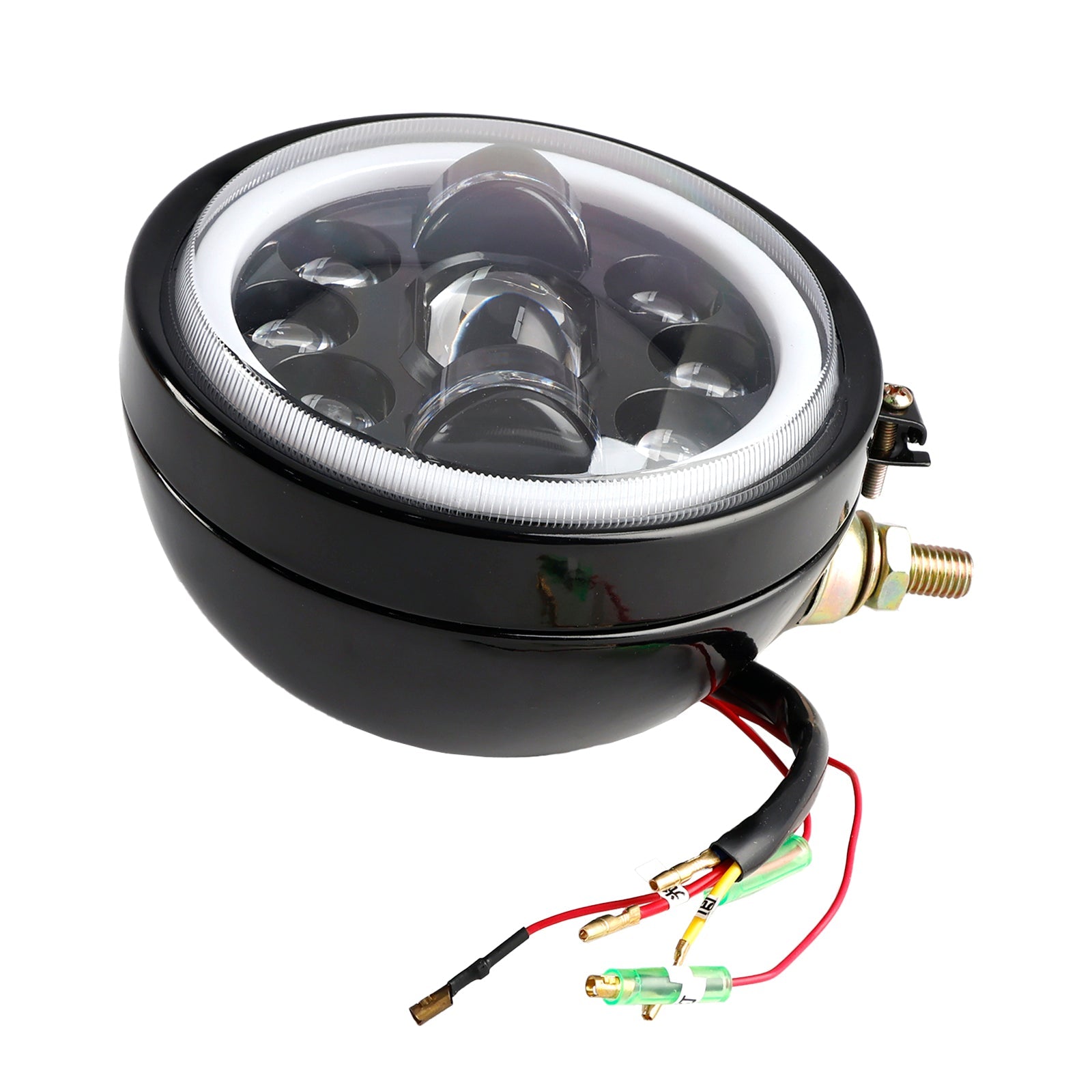 9-Bulbs Beam Headlight Fog Lamp Custom 5.75" Black For Racer Bobber Chopper