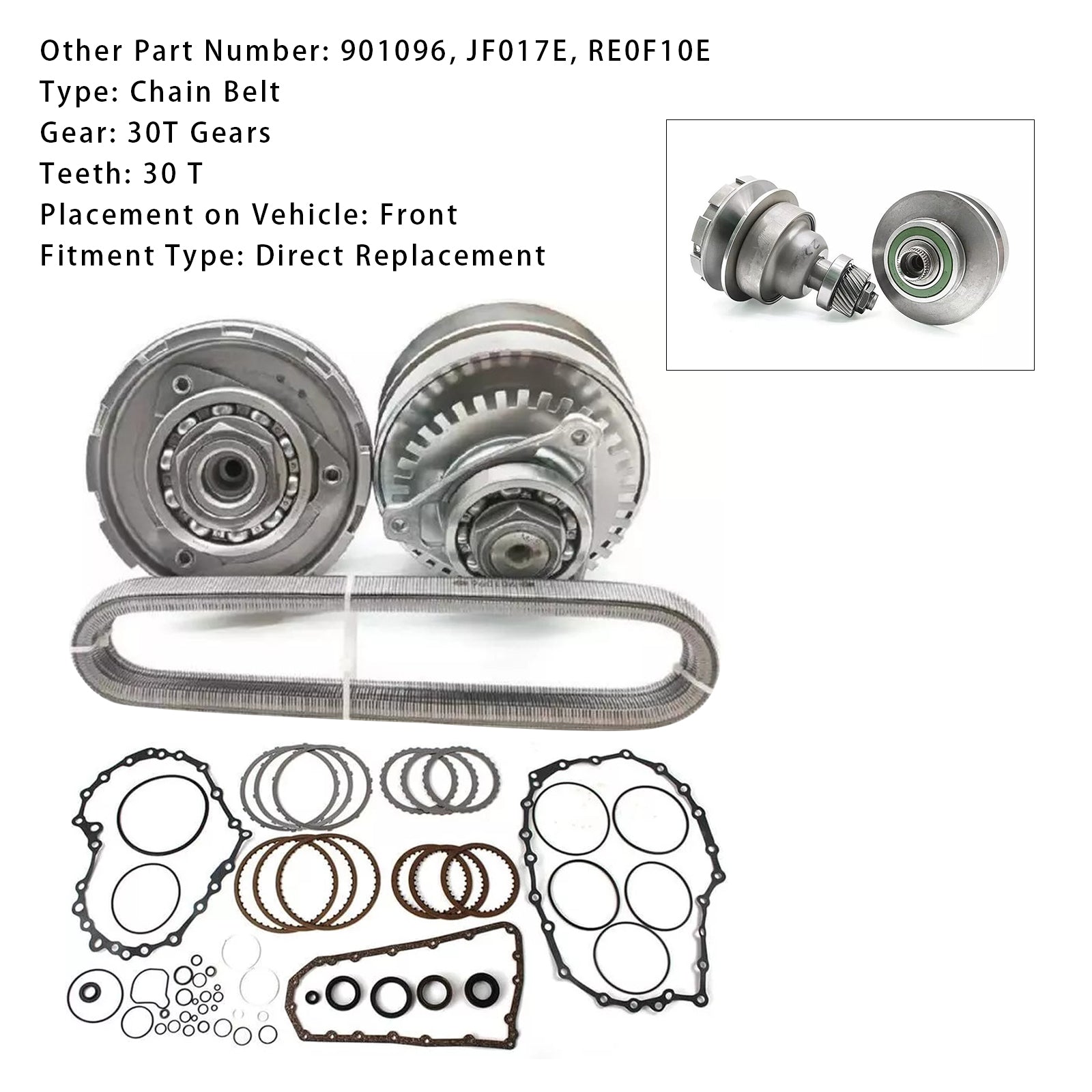 2014 NISSAN X-TRAIL 1.6L RE0F10E JF017E CVT Transmission Master Rebuild Kit W/Chain Belt 30T