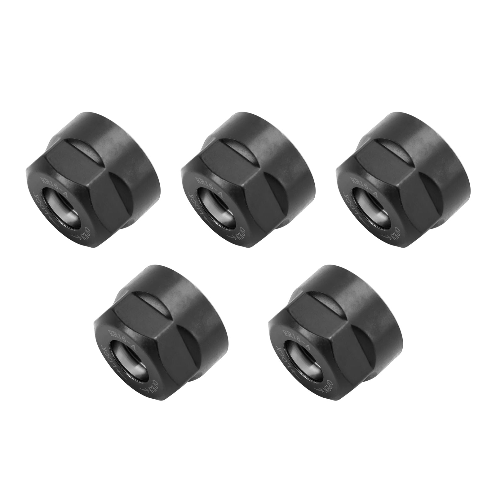 5Pcs ER16-A Type Collet Clamping Nut For ER CNC Milling Chuck Holder Lathe Black