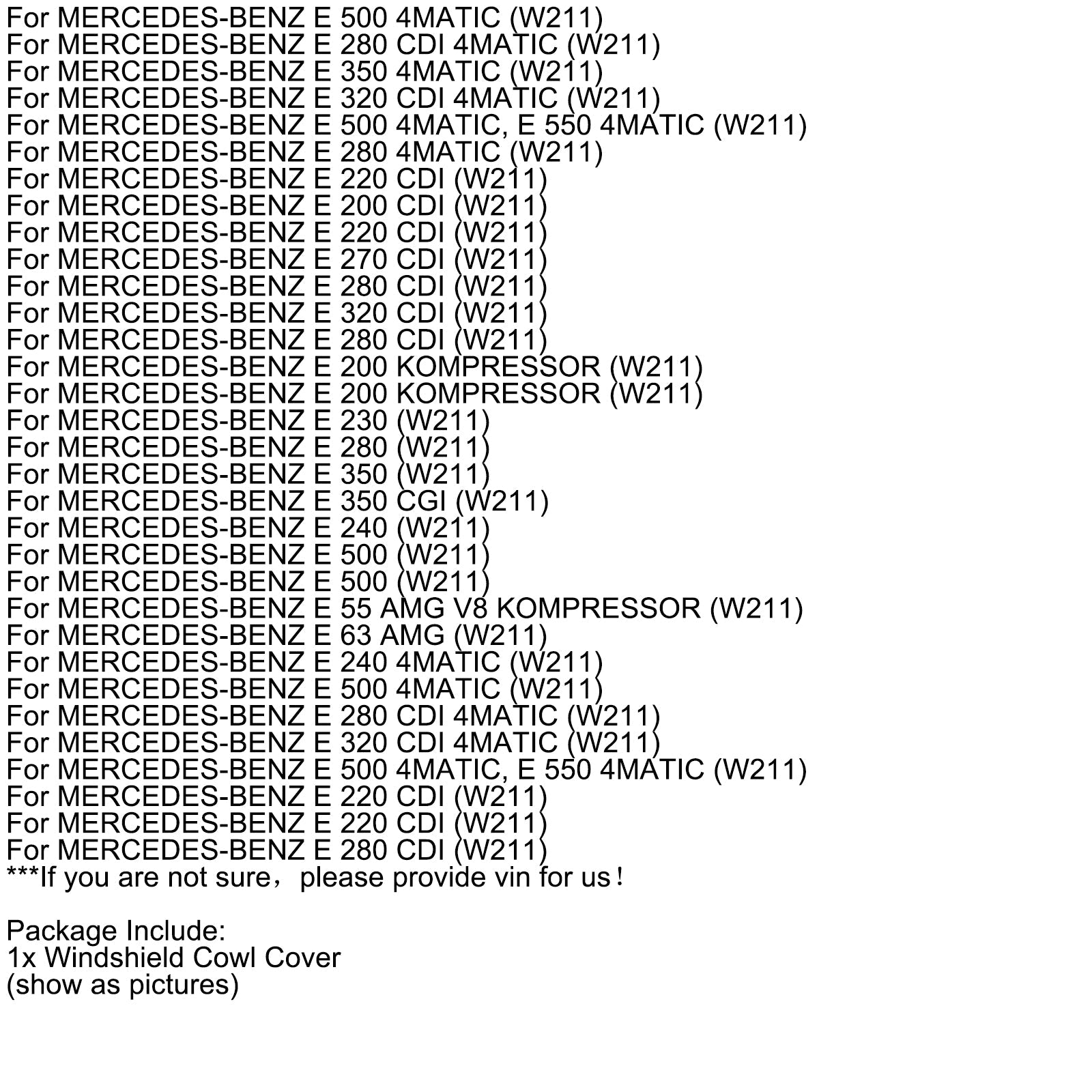 Windshield Cowl Cover 2118300513 For Mercedes Benz W211