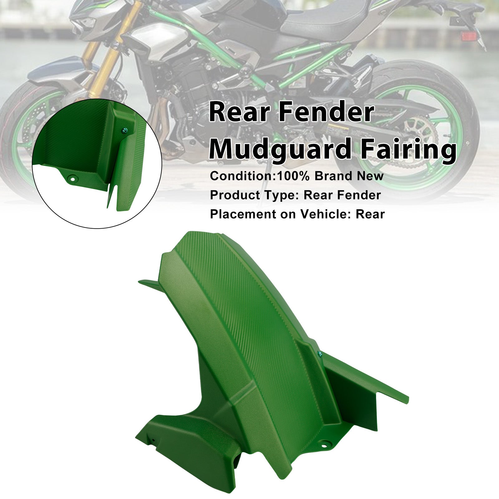 2017-2025 Kawasaki Z900 Rear Fender Mudguard Fairing Green