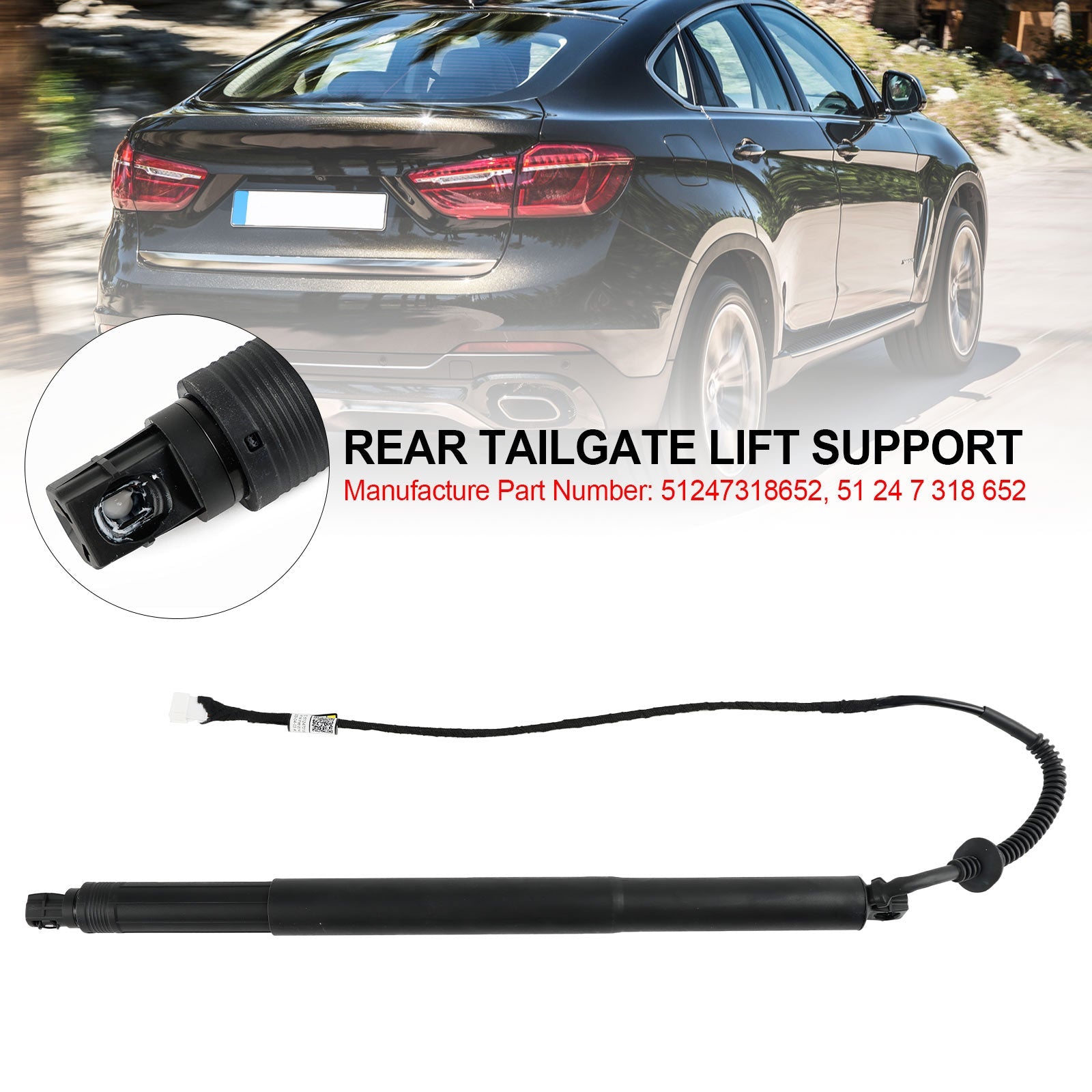 2014-2019 BMW X6 F16 F86 SUV xDrive 40d 2993ccm 313HP 230KW (Diesel) Rear Right Tailgate Power Lift Support 51247318652