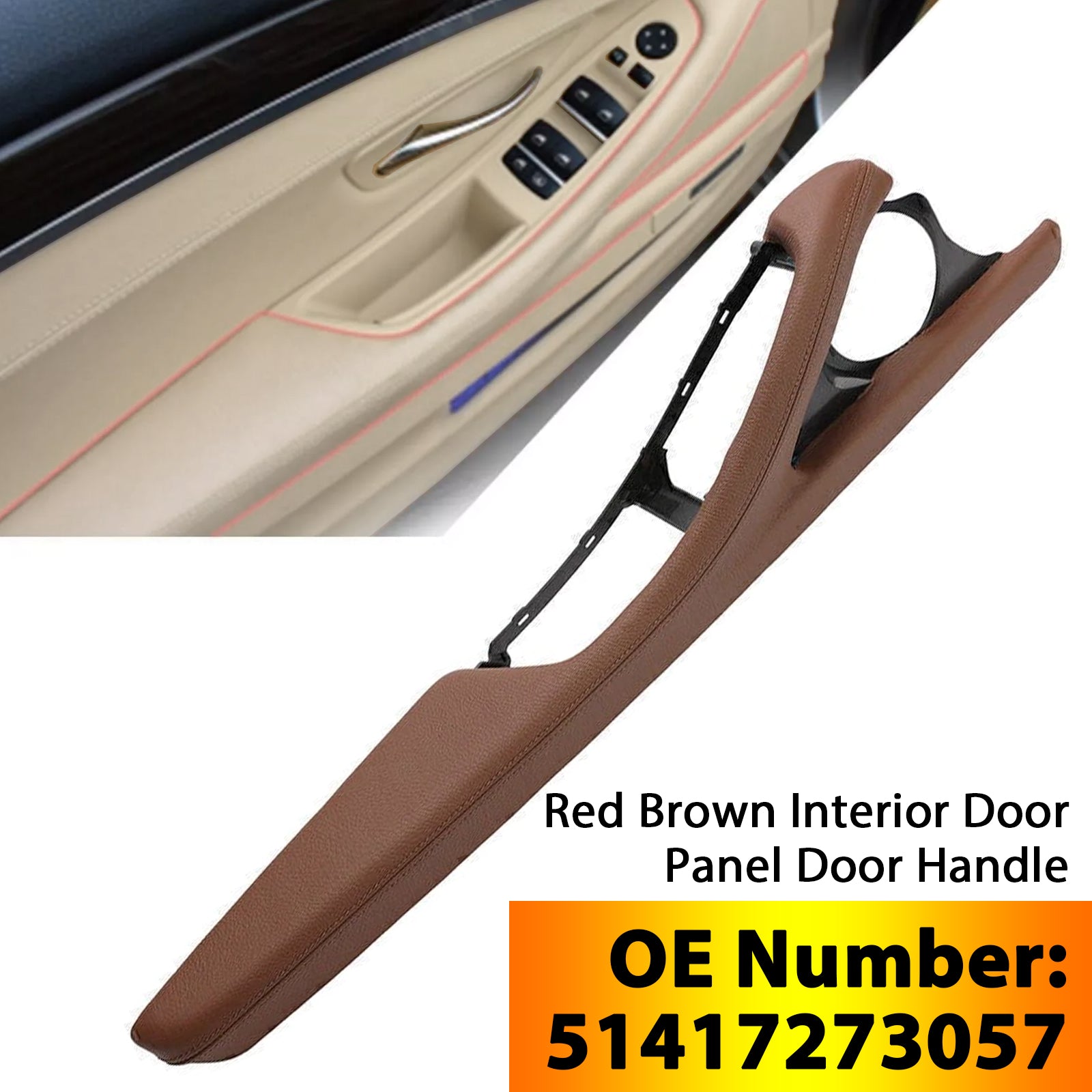 2010-2016 BMW 5 Series F11 F10 F18 1x Interior Door Panel Door Handle Red Brown