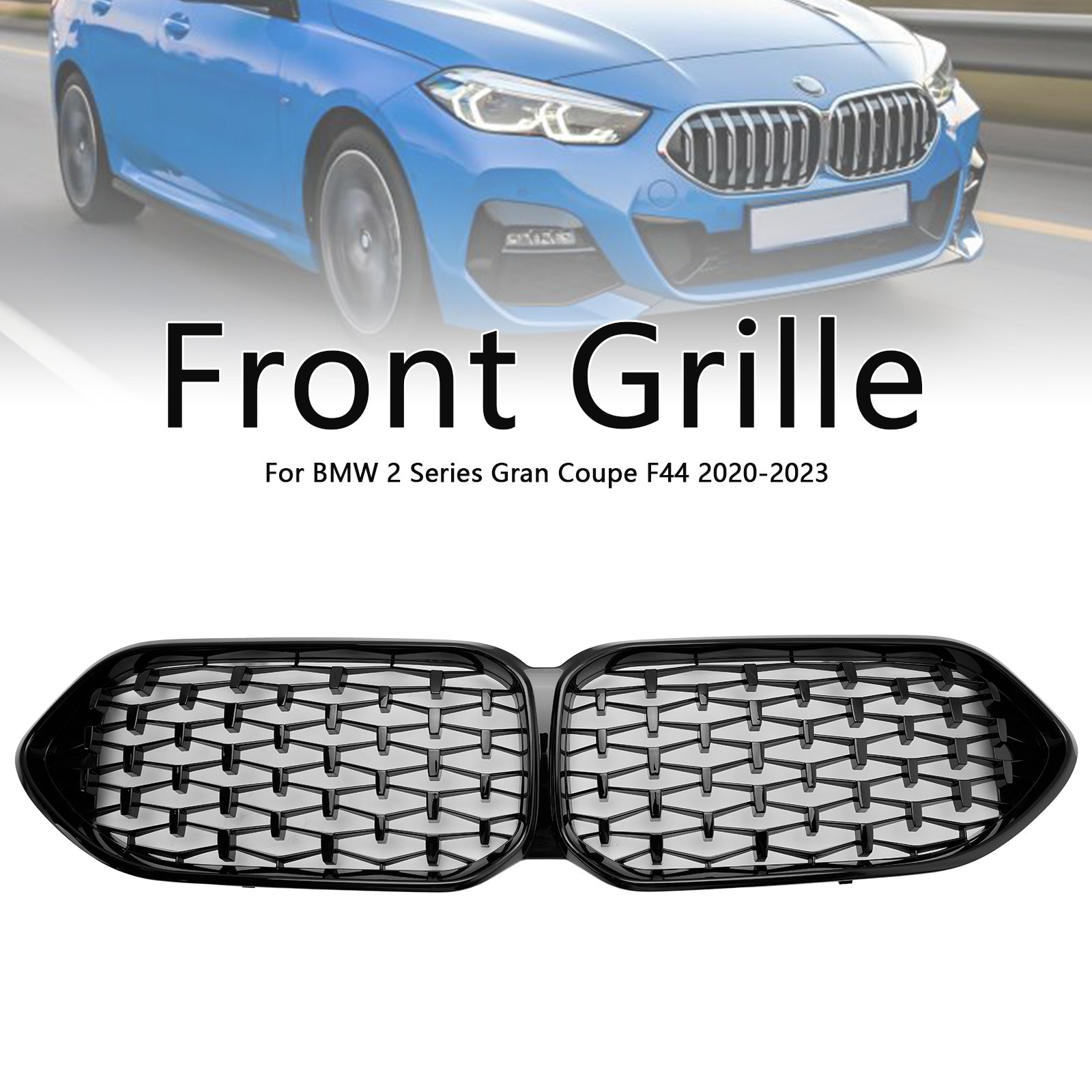 Gloss Black Front Grille Grill Fit BMW 2 Series F44 2020-2023 Coupe M Diamond