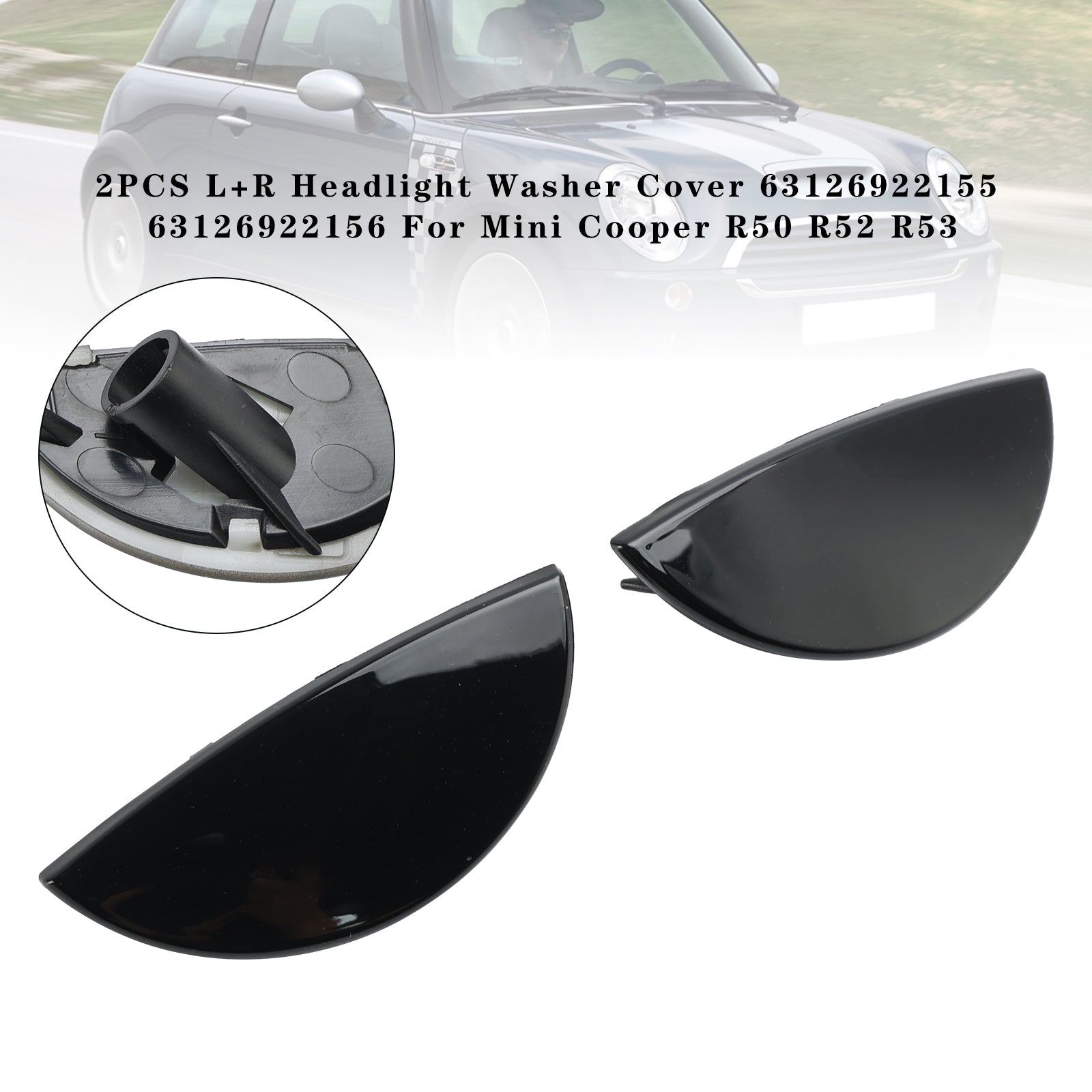 2PCS L+R Headlight Washer Cover 63126922155 63126922156 For Mini Cooper R50 R52