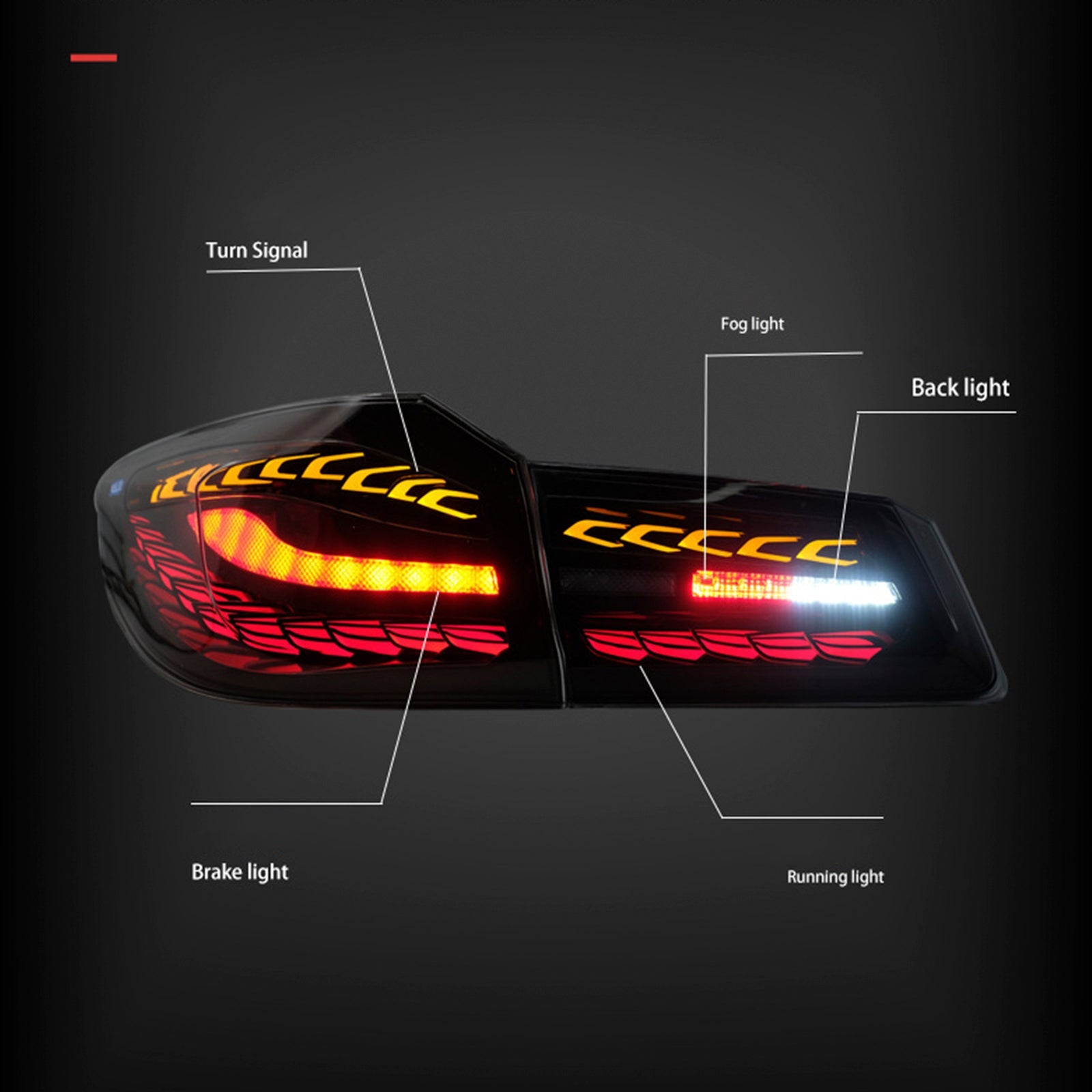 2018-2020 BMW 5 G30 G38 L&R Smoked LED Tail Lights Rear Lamp Assembly 63217376469 63217376470