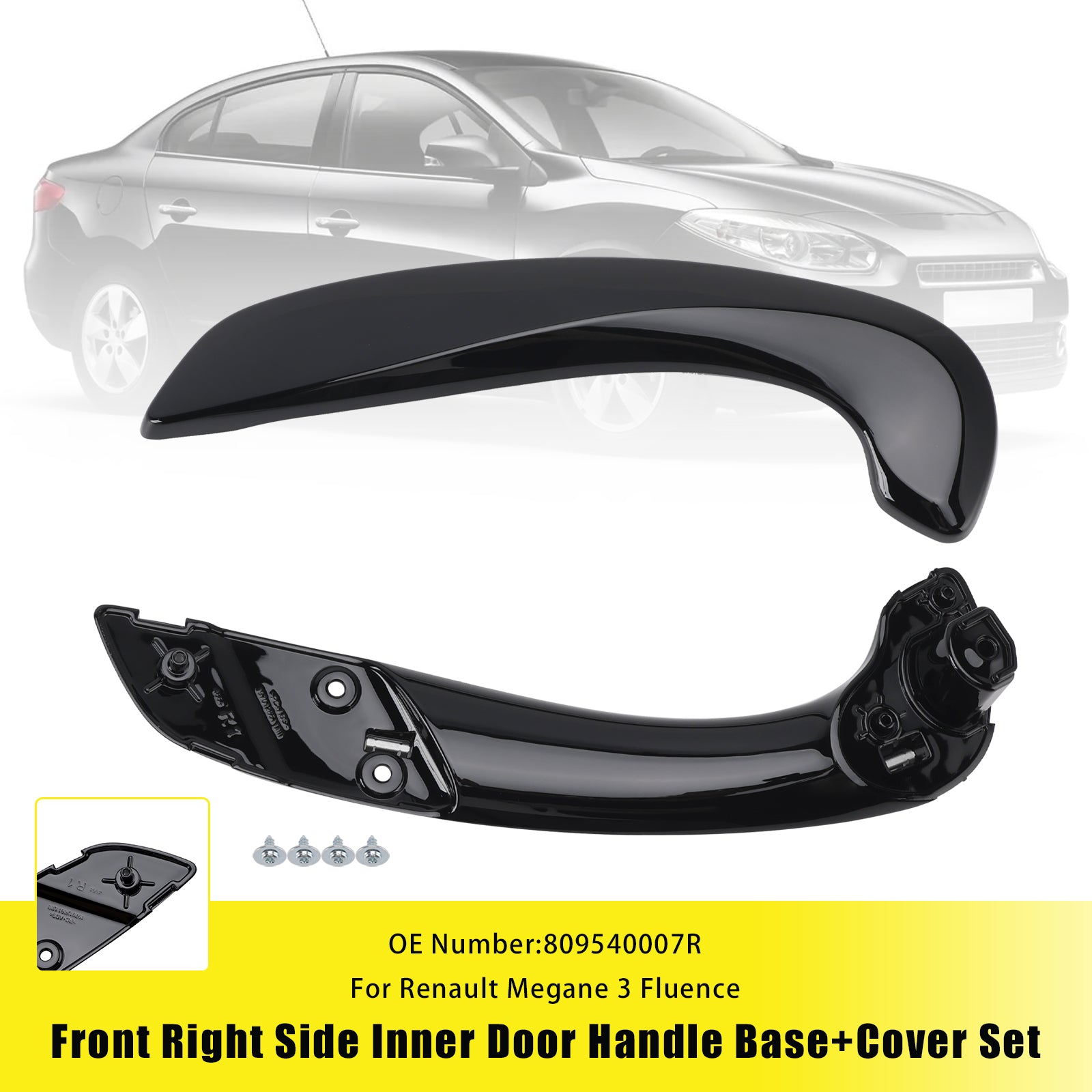 2009-2015 Renault Fluence Front Right Side Inner Door Handle Base+Cover Set 809540007R