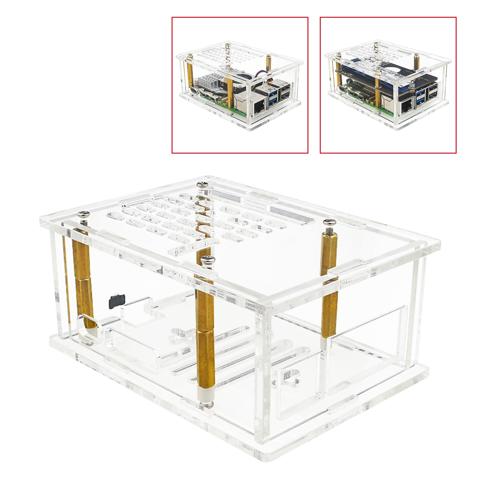 Raspberry Pi5 PCI-E Adapter Case  PCIe to M.2 Adapter Board Acrylic Box Radiator