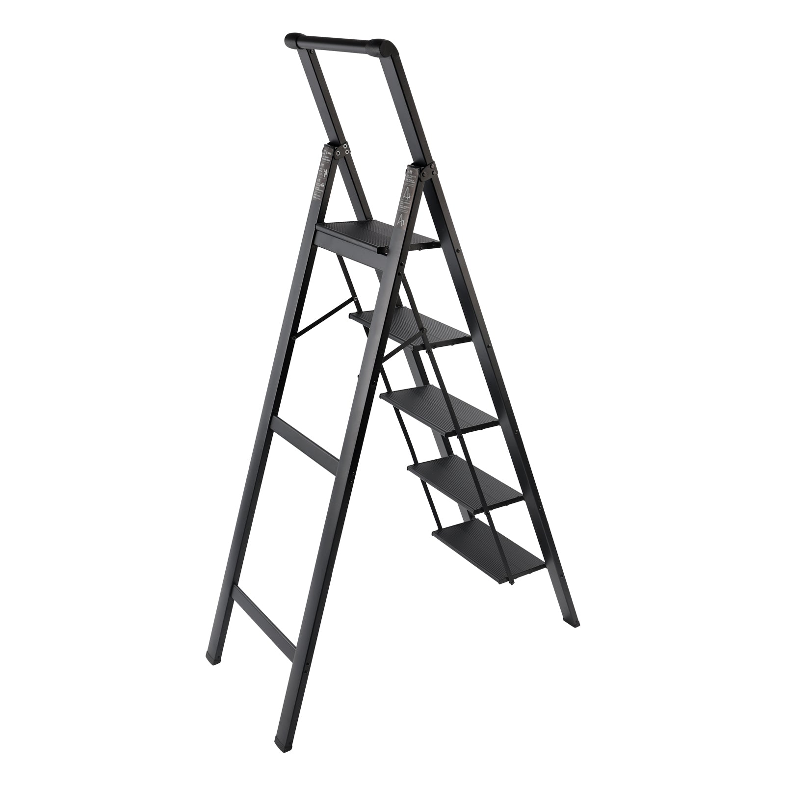 5 Step Ladder, Foldable Step Stool, Aluminum Step Ladder with Anti-Slip Pedal