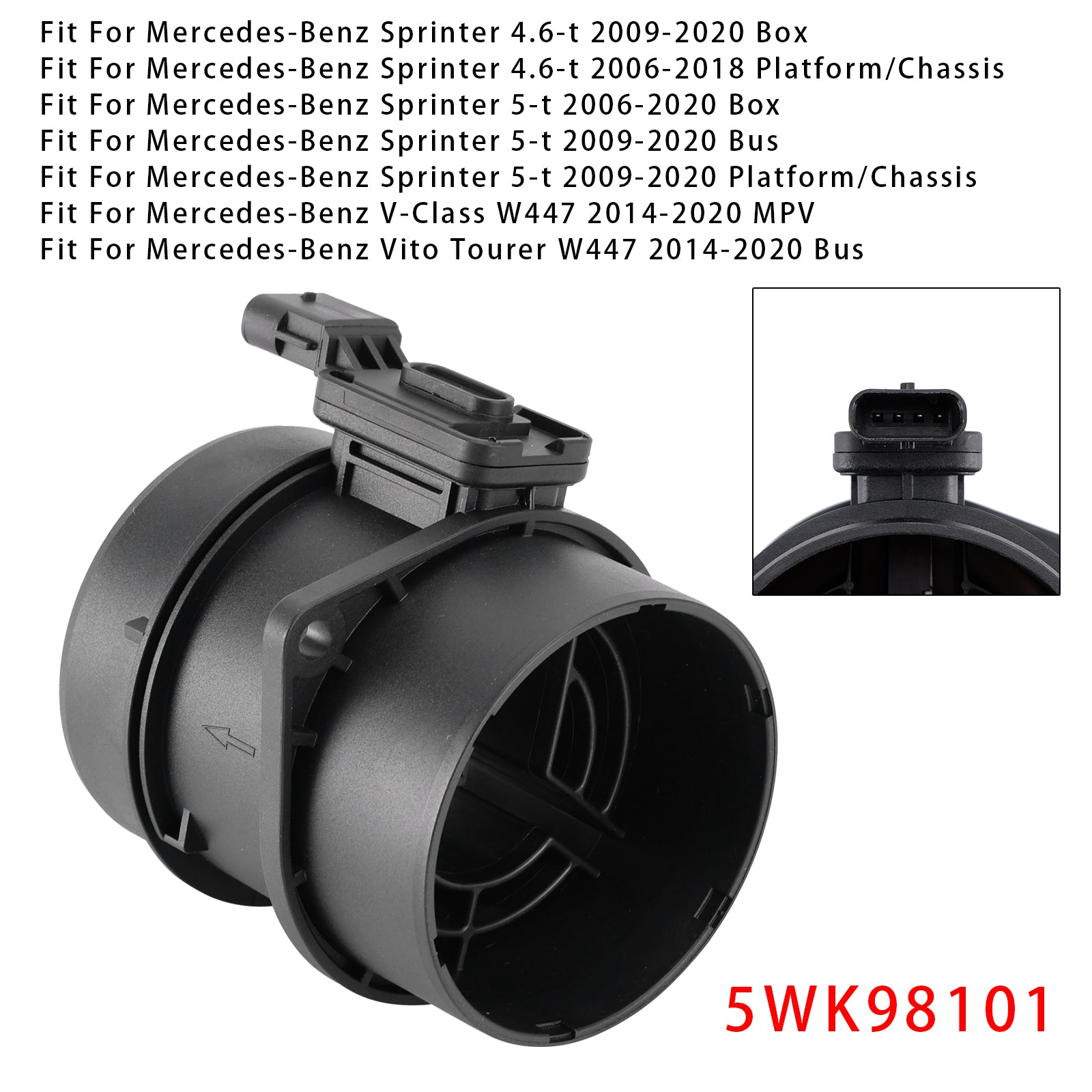 Mass Air Flow Meter Sensor For Mercedes-Benz W205 W176 GLC X253 5WK98101