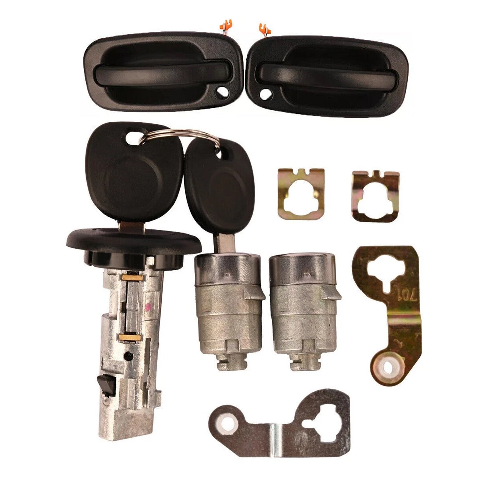 Exterior Door Handle & 2 Door Lock Set & 2 SAME KEYS For GM Chevy 2001