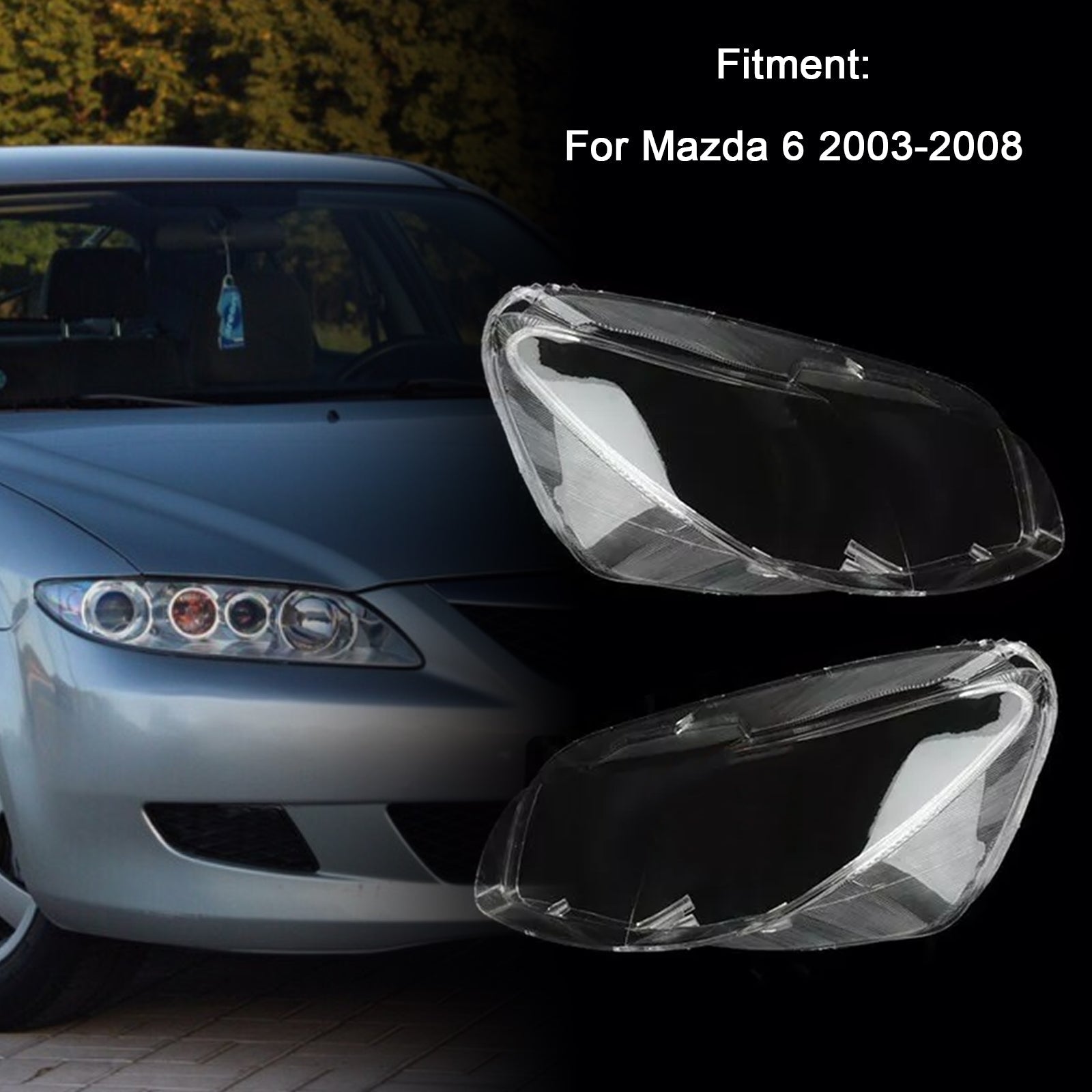 2003-2008 Mazda 6 2PCS Front Headlight Lens Cover LampShade L&R ADP10786301S