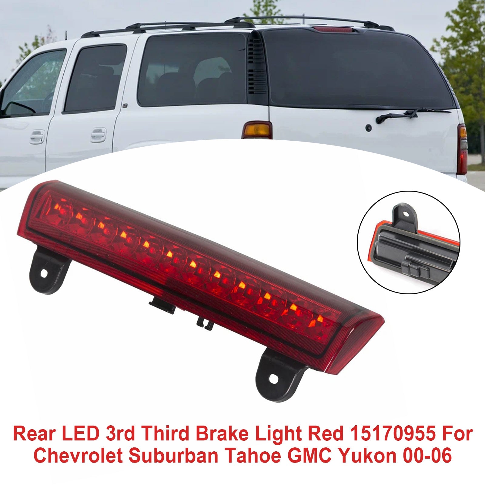 Rear LED 3rd Third Brake Light Red 15170955 For Chevrolet Suburban 00-06