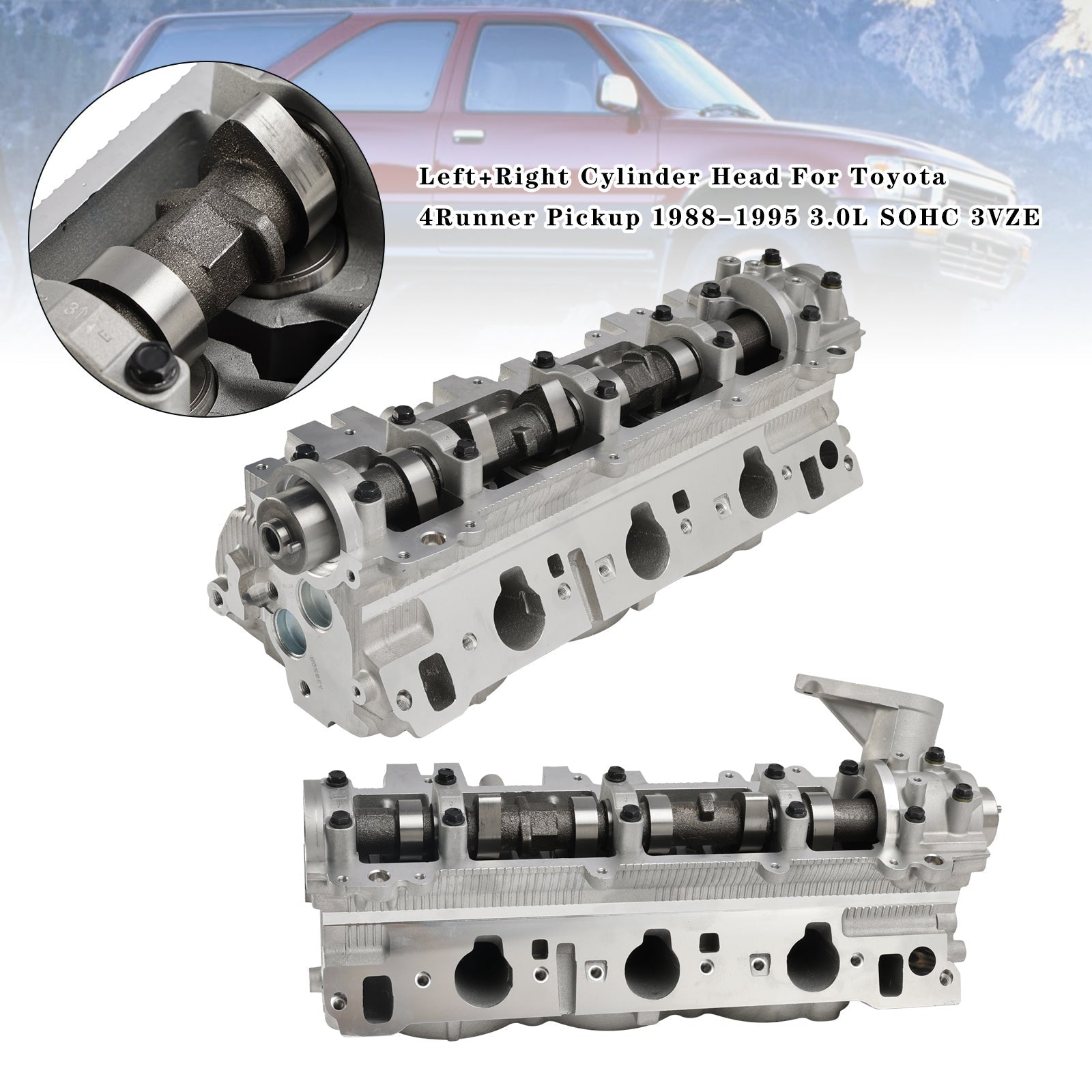 Left+Right Cylinder Head For Toyota 4Runner Pickup 1988-1995 3.0L SOHC 3VZE