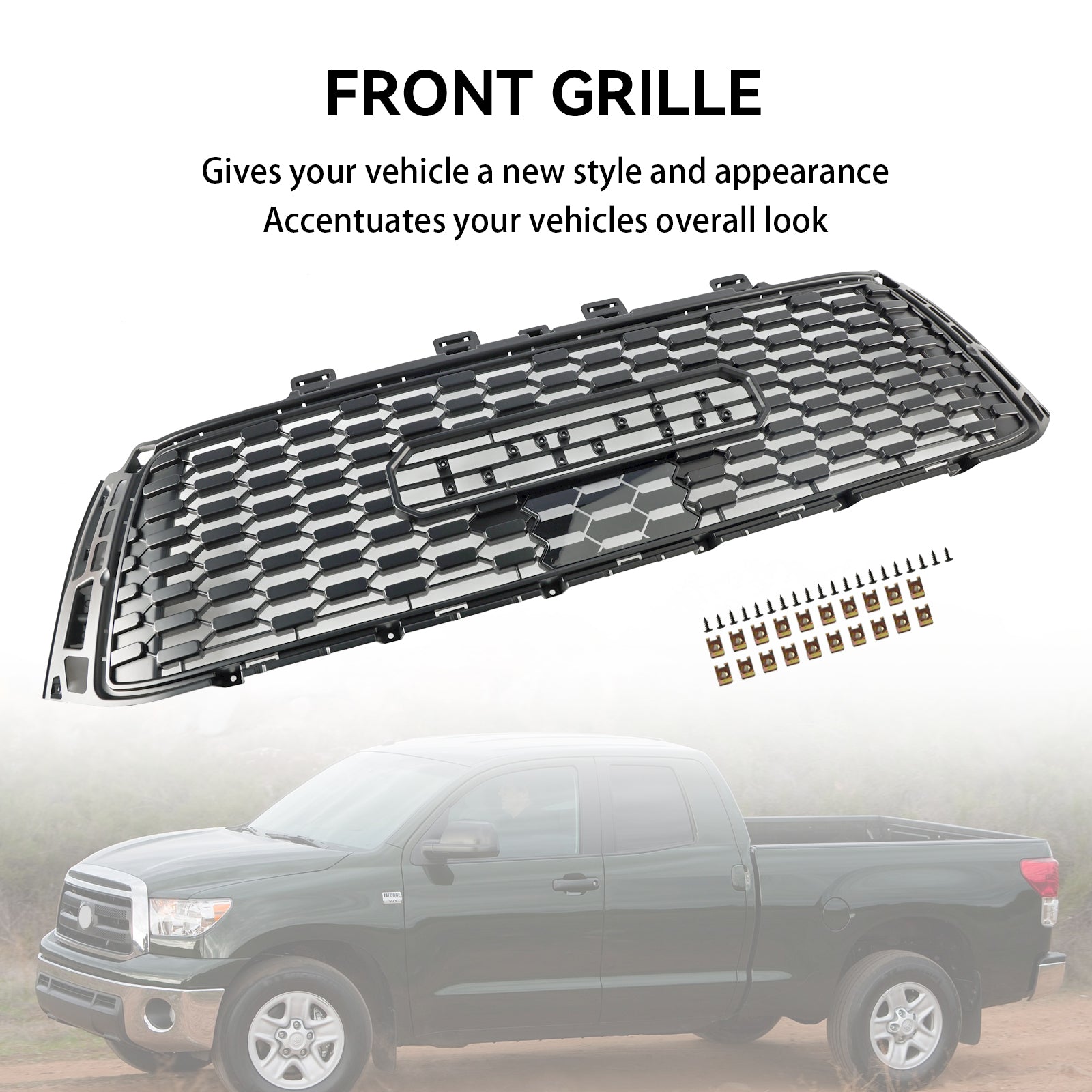 2010-2013 Toyota Tundra TRD PRO Honeycomb Front Bumper Grill Grille Black Generic