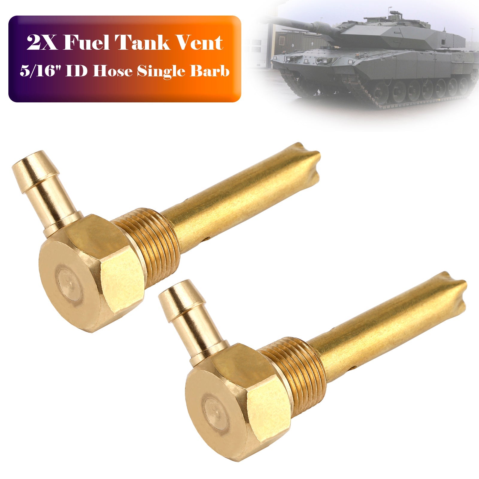 2x 5/16" ID Hose Fuel Tank Vent 3/8"-18NPTF Thread For both small and large tanks