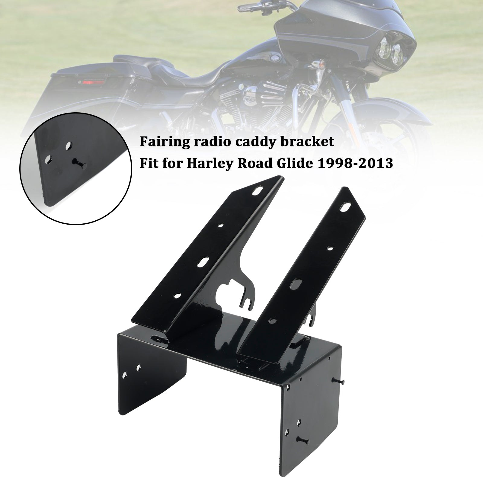 Soporte de montaje para carrito de radio con carenado delantero de acero Road Glide 1998-2013