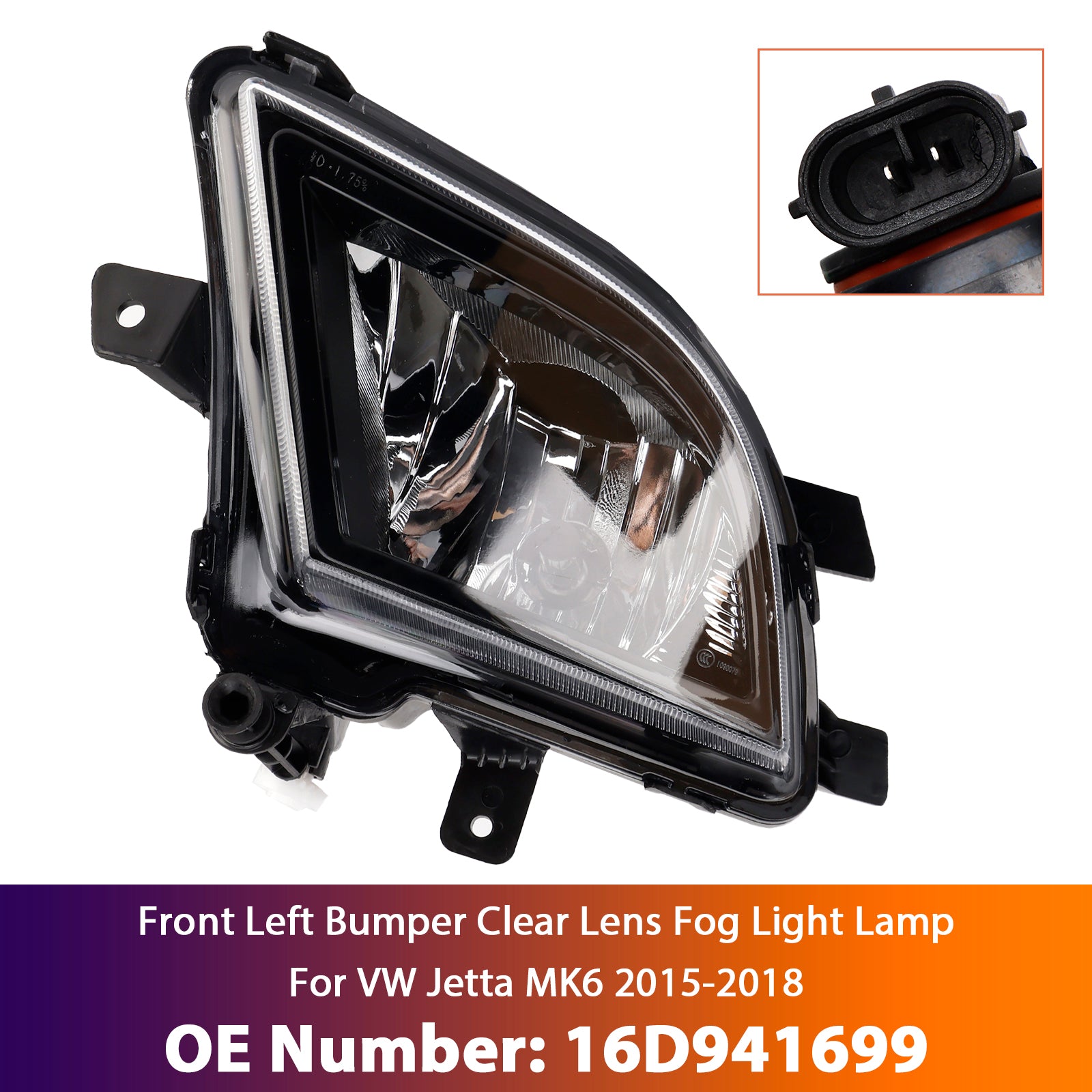 2015-2018 VW Volkswagen Jetta Front Left Bumper Clear Lens Fog Light Lamp