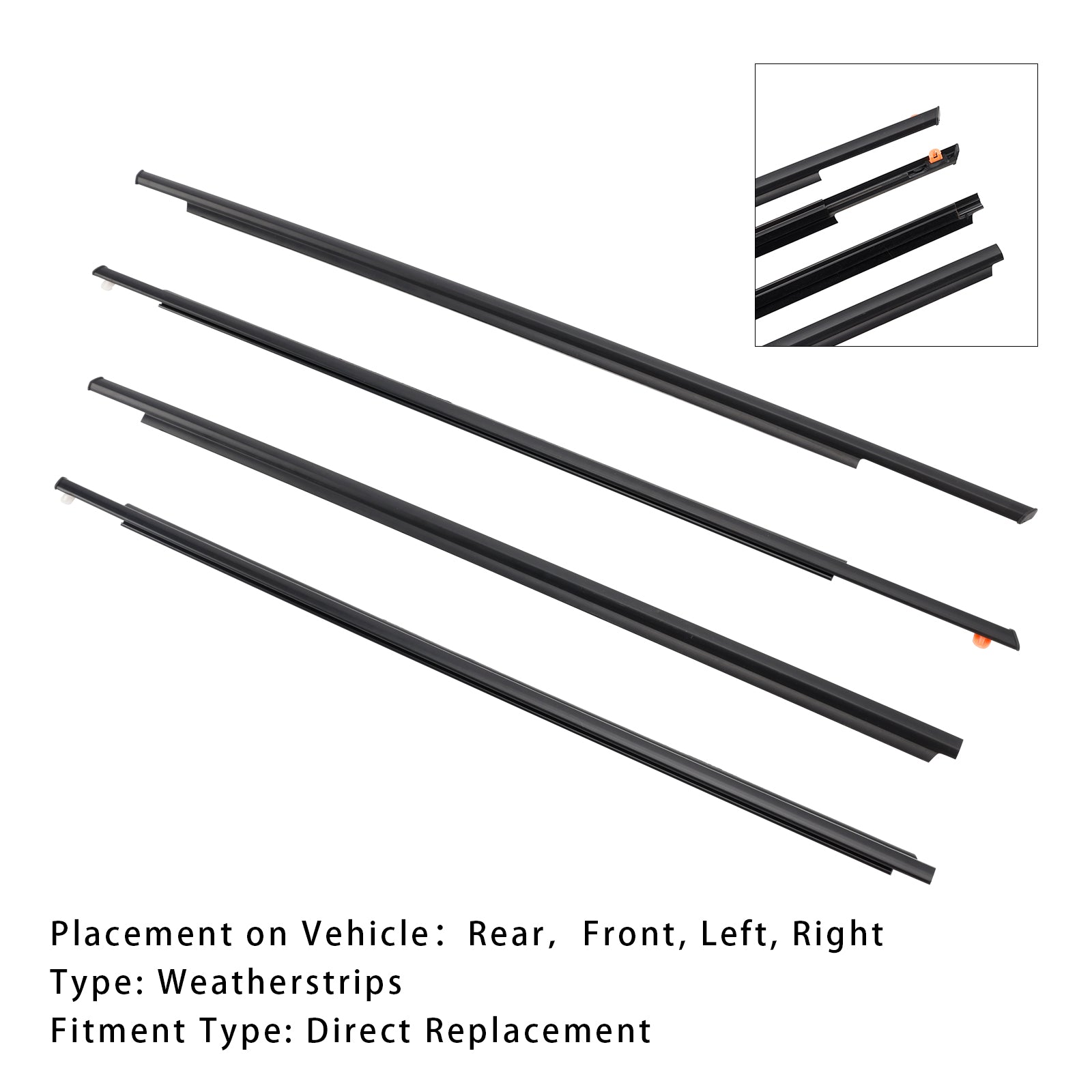 2004-2009 Toyota Prius 4PCS Door Glass Belt Outer Molding Weatherstrip