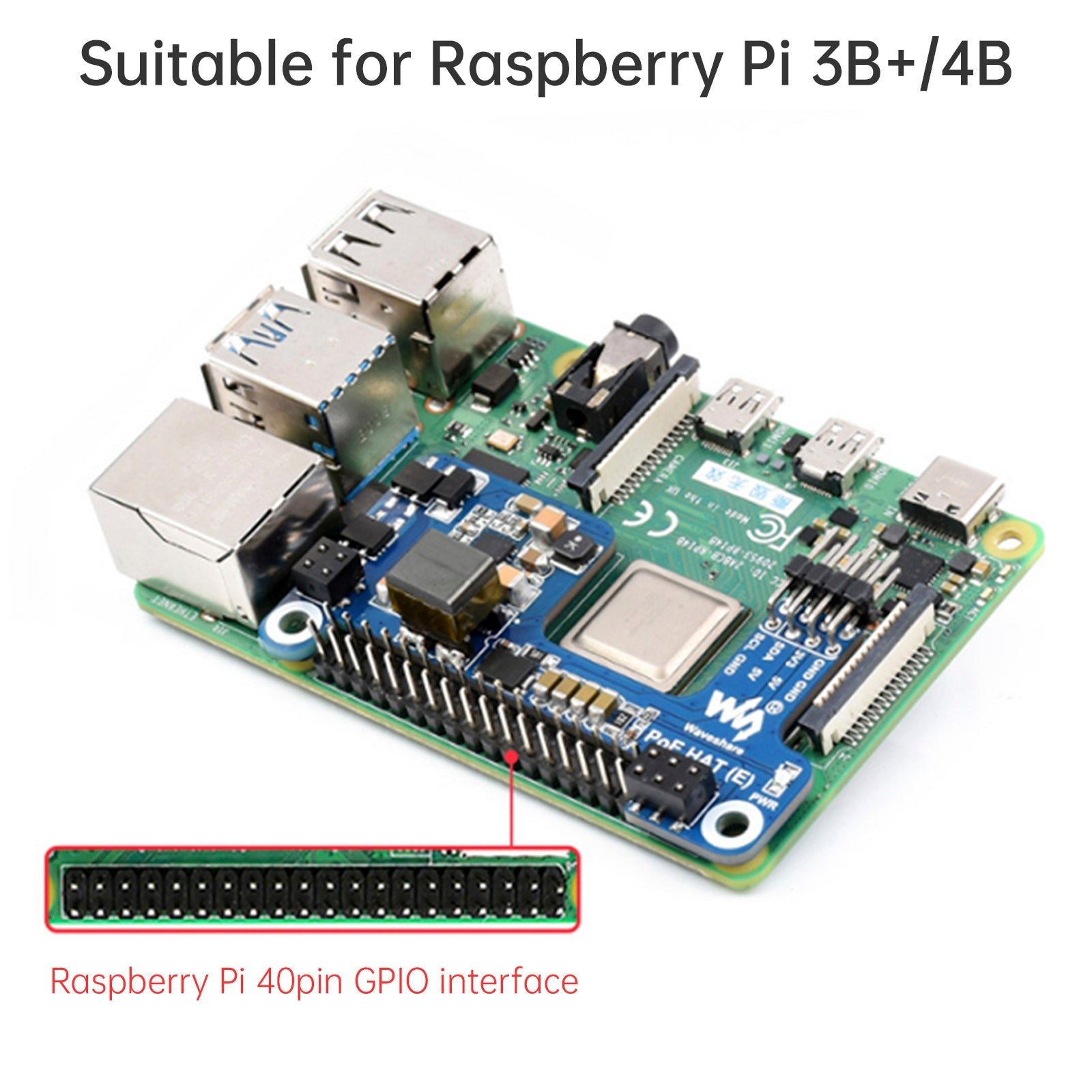 Raspberry Pi 4B/3B+ Ethernet Power Supply Expansion Board Poe Power Supply