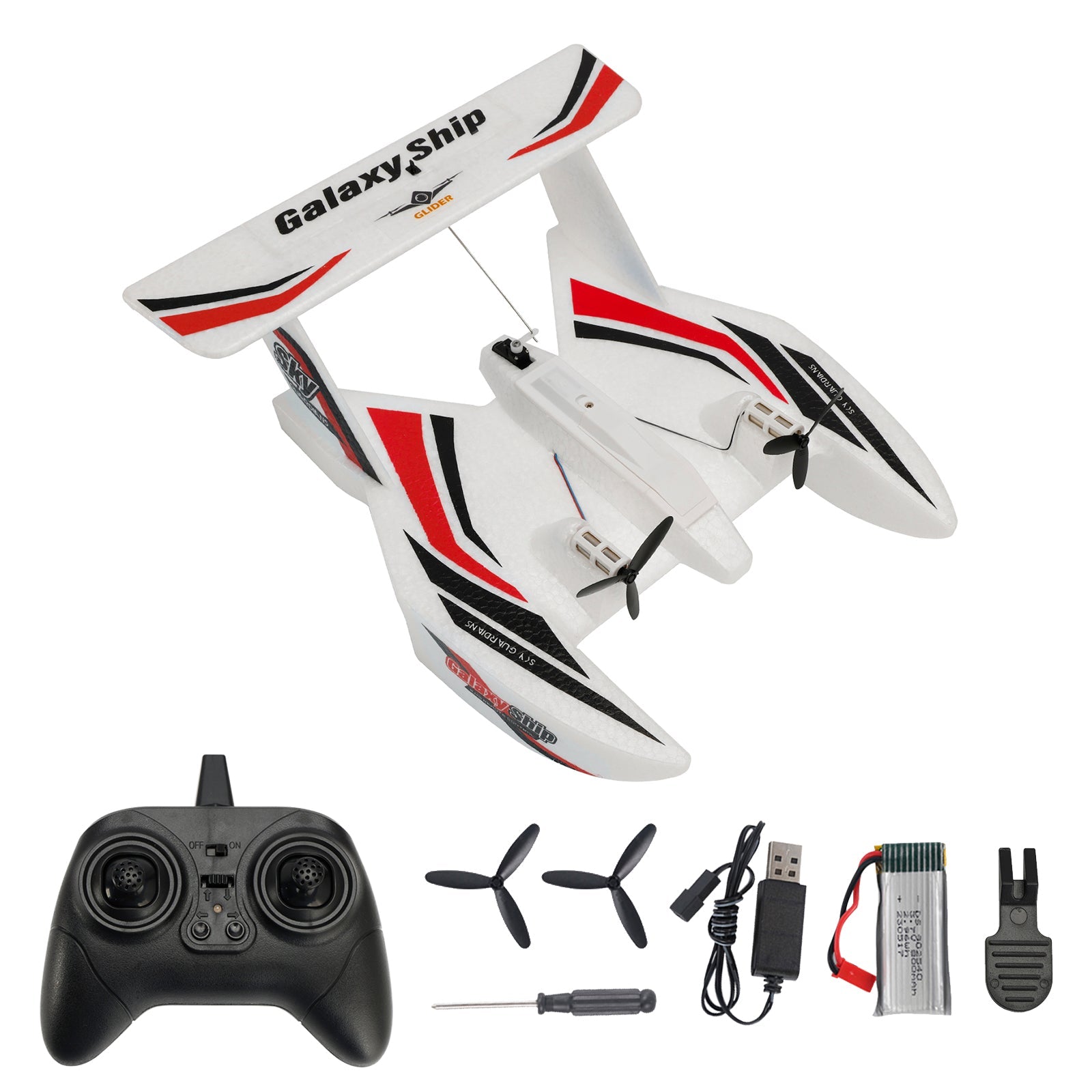 RC Plane For Water Land & Air Aircraft 3Ch Remote With 2 Batteries 2.4Ghz Red