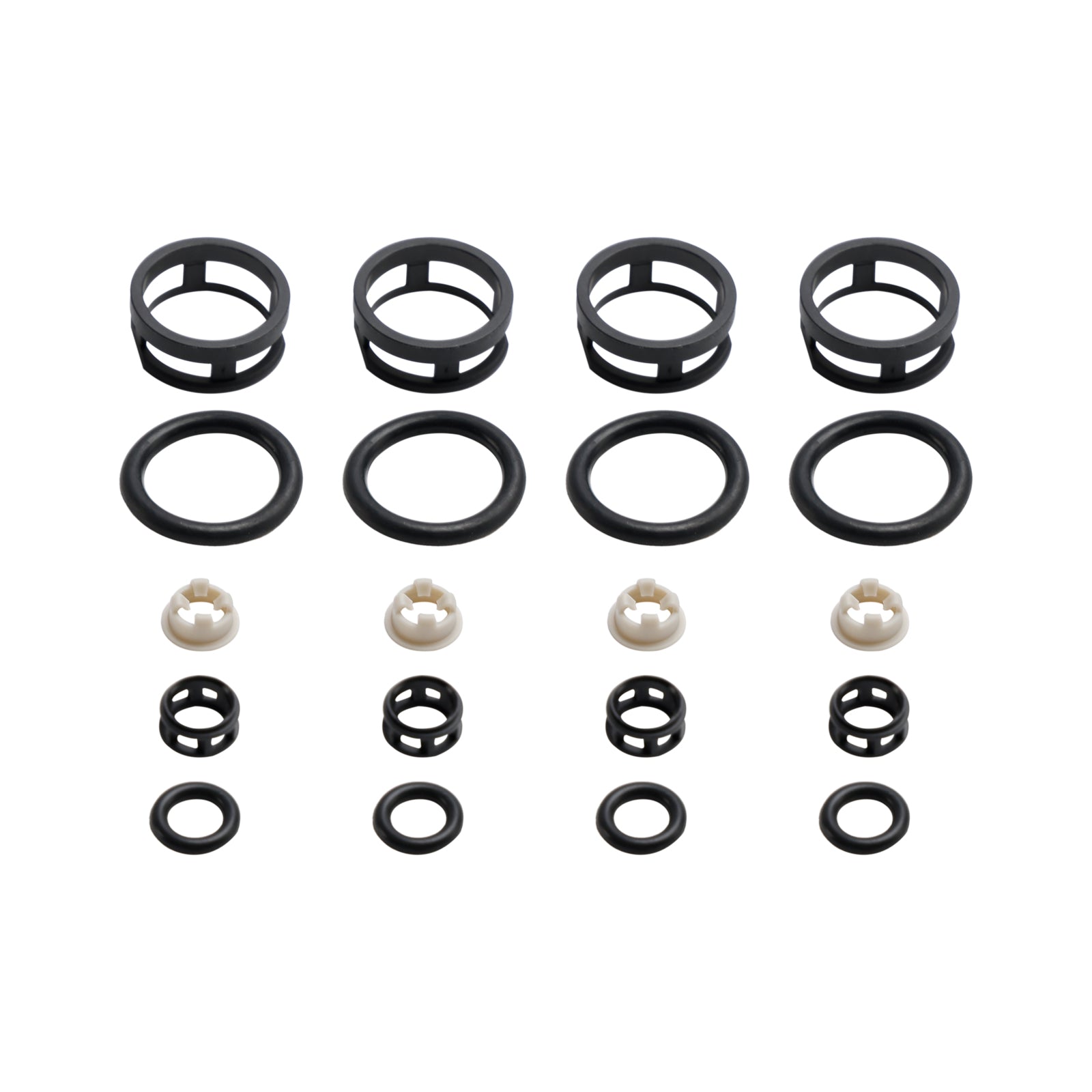 4PCS Side Feed Fuel Injector Repair Kit Filters Seals O-Rings Pintle Caps