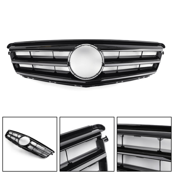 Front Bumper Grille Fit For Benz C Class W204 W/LED Emblem C300/C350 08-14 Blk