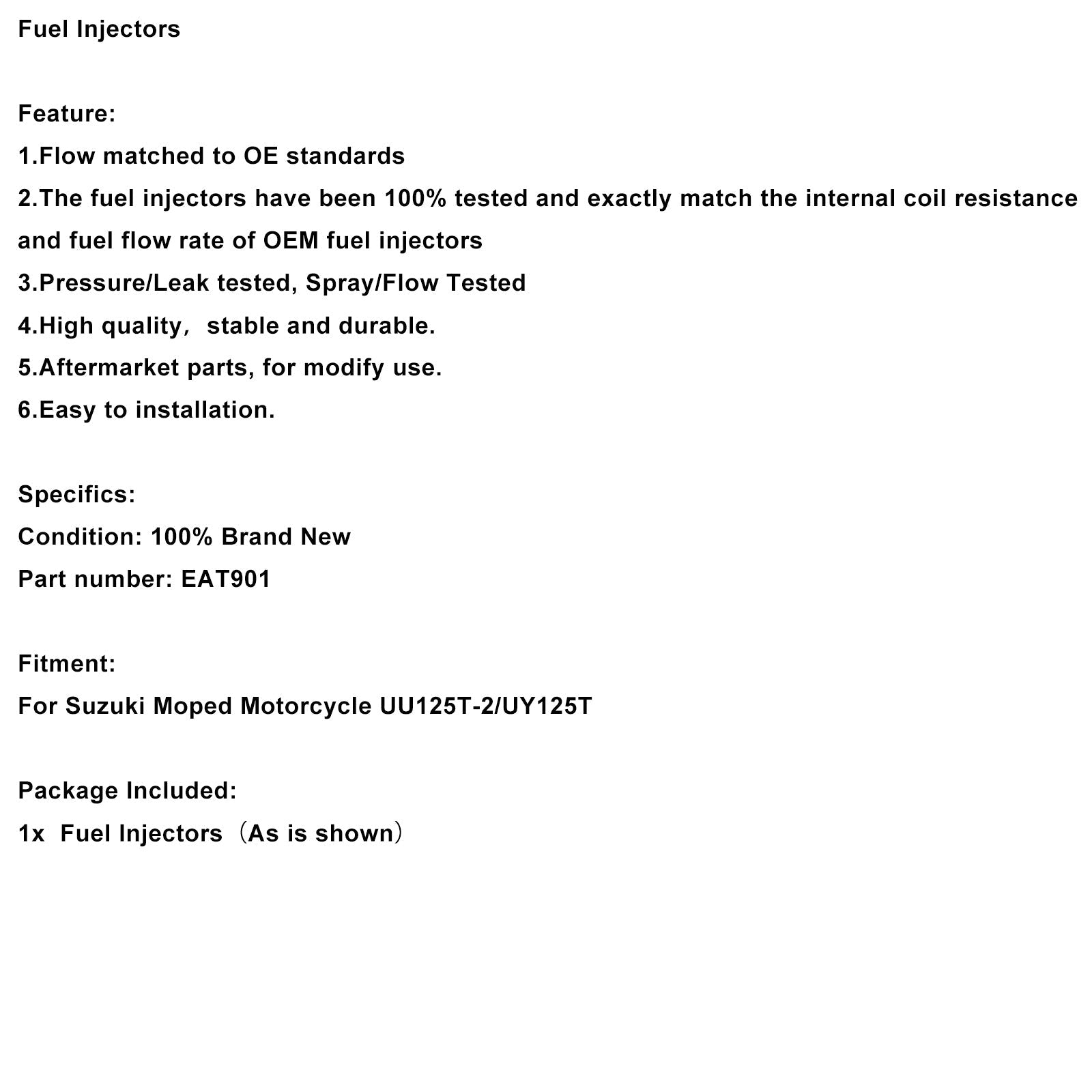 Fuel Injectors Fit for Suzuki Moped Motorcycle UU125T-2/UY125T