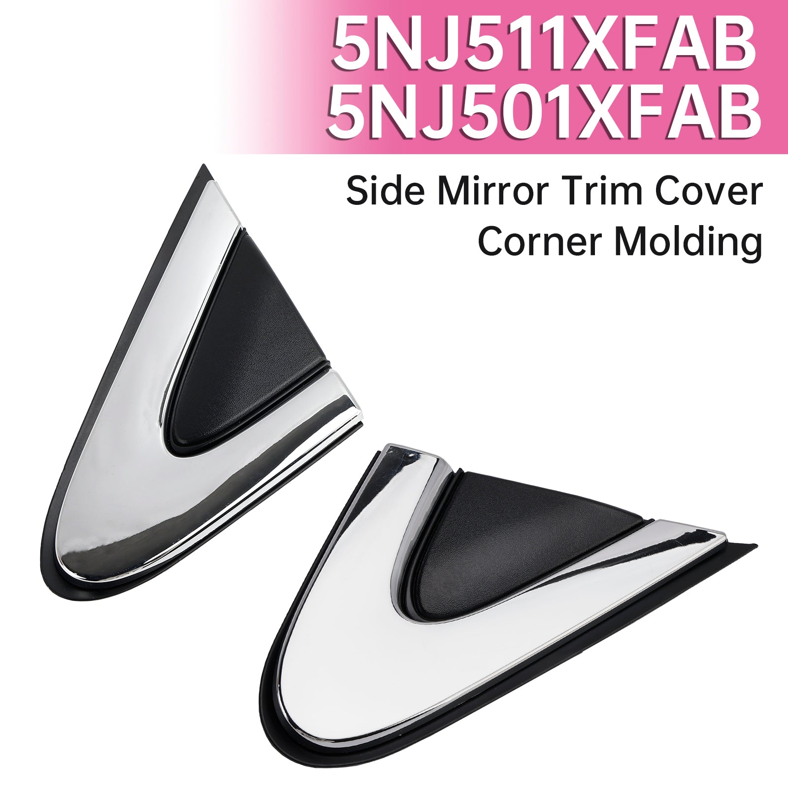 Left& Right Side Mirror Trim Cover Corner Molding for Chrysler 200 2015-2017