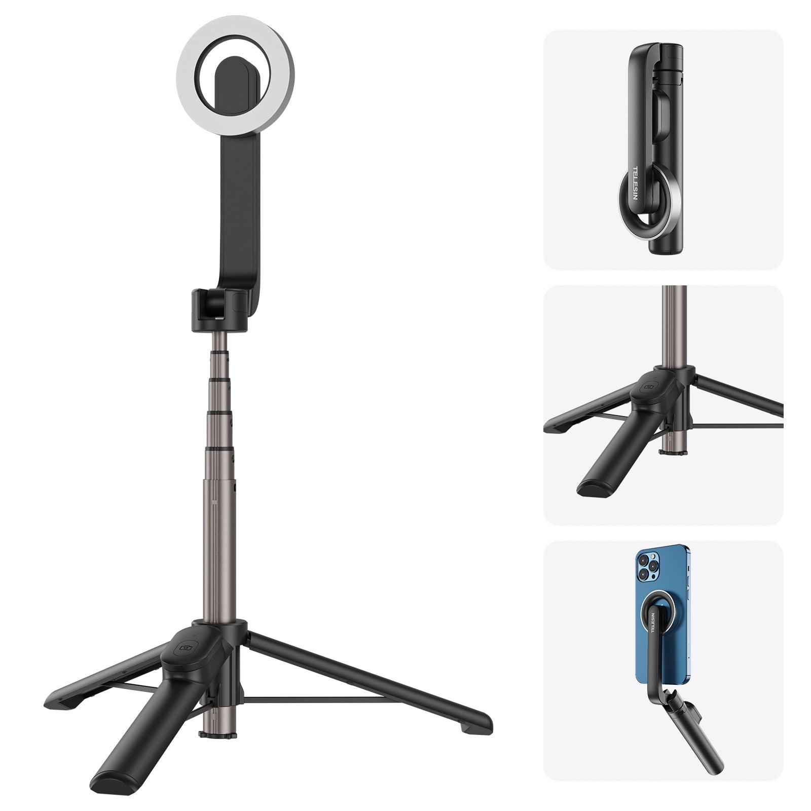 Magnetic Mobile Phone Mini Selfie Stick Magesafe Bluetooth Aluminum Alloy Tripod