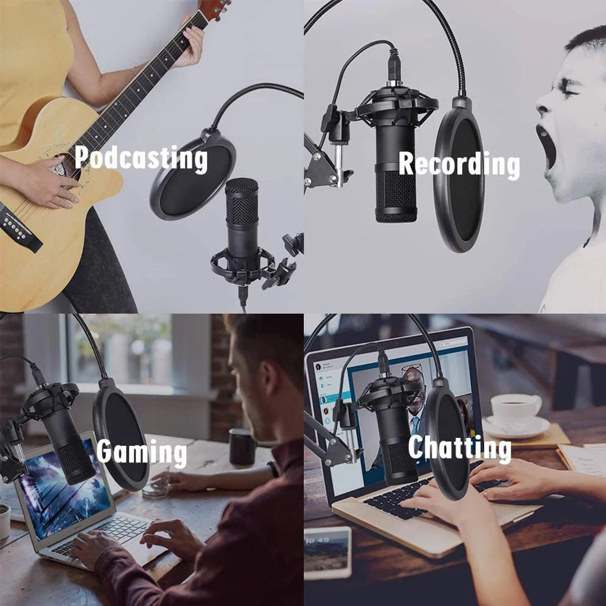 BM800 USB Condenser Microphone for PC Studio Microphone Kit Singing Streaming