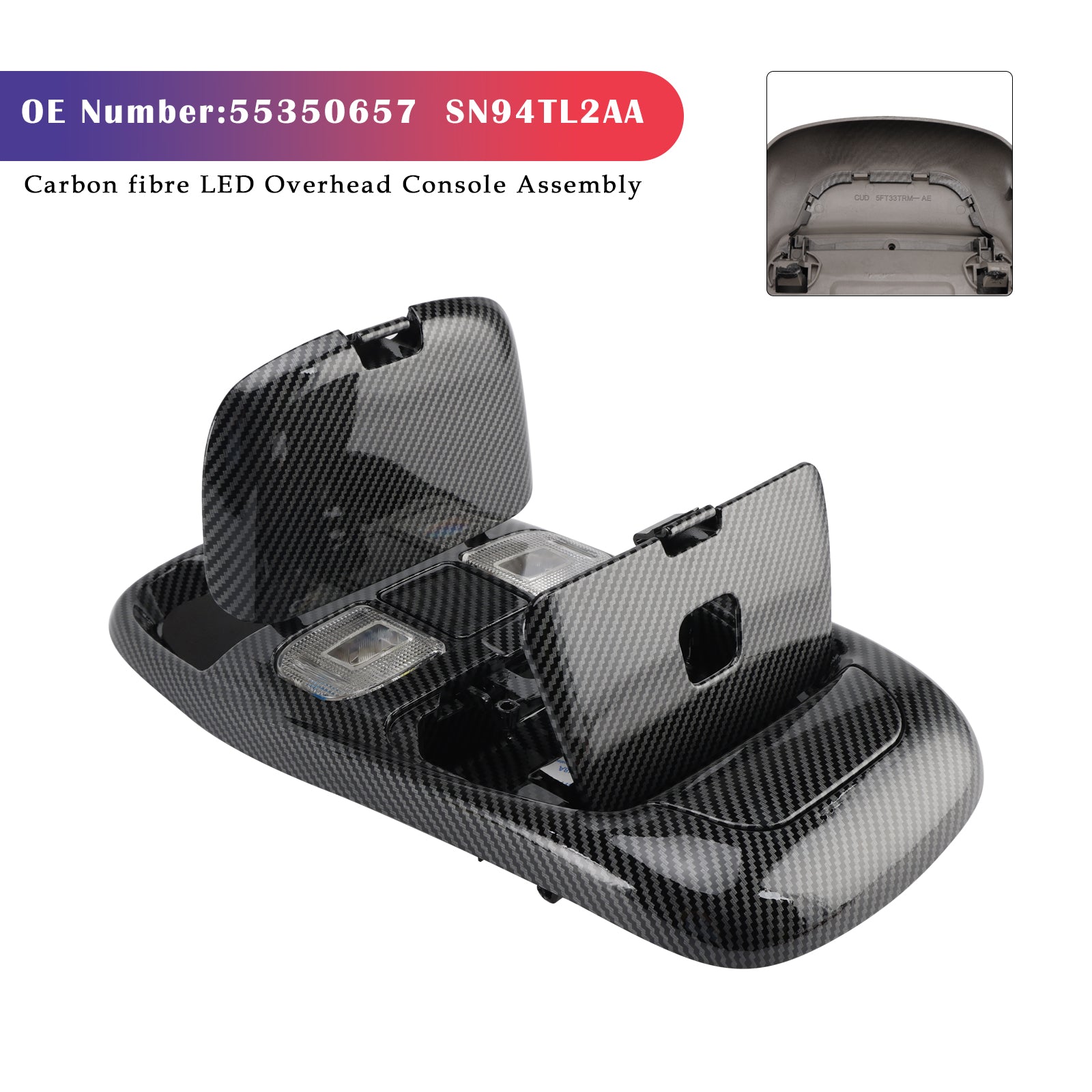 Front LED Overhead Console Carbon For Dodge Ram 1500 2500 3500 1998-2002