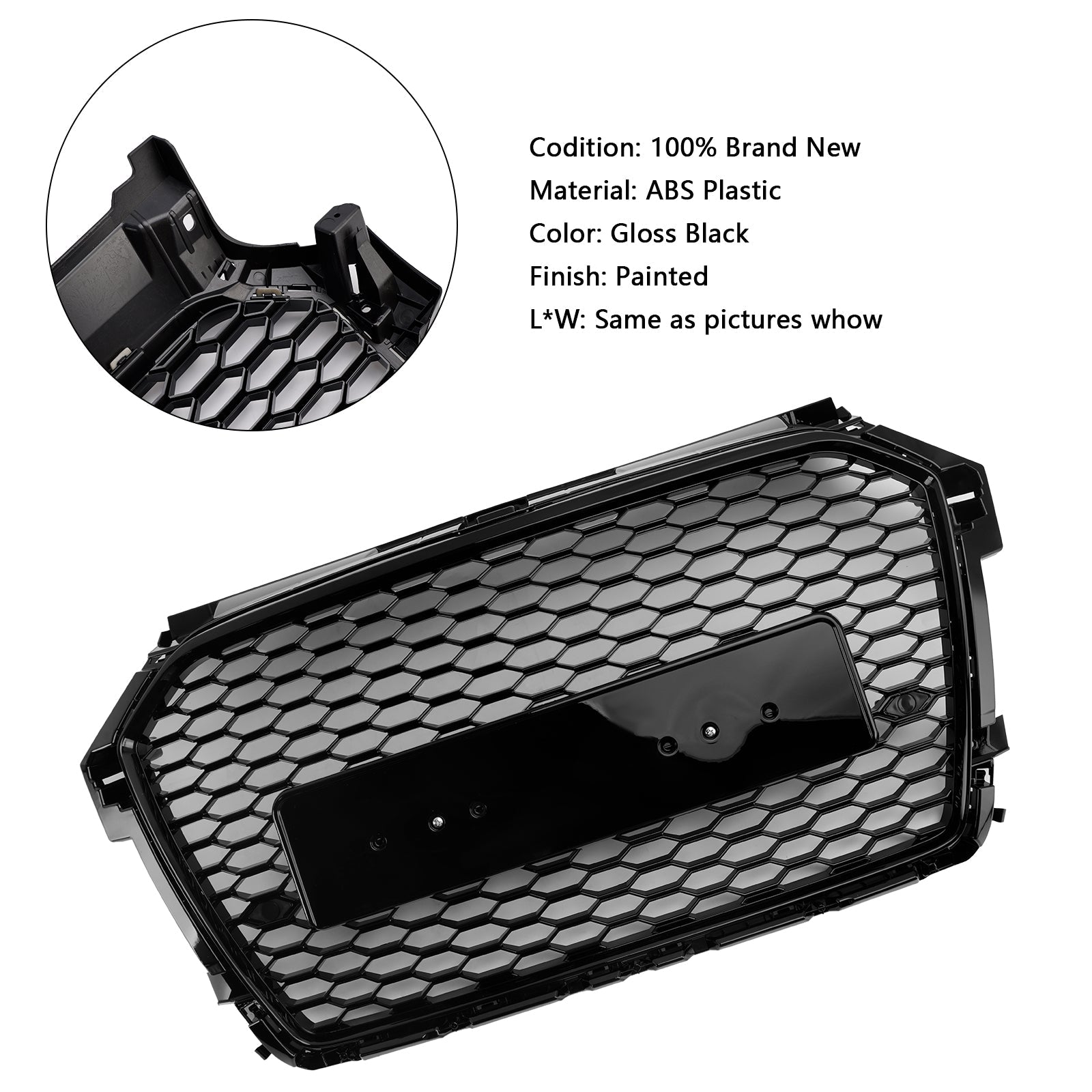 RS 스타일 허니콤 범퍼 그릴 핏 아우디 A1 S1 8X 페이스리프트 2016-2019 블랙