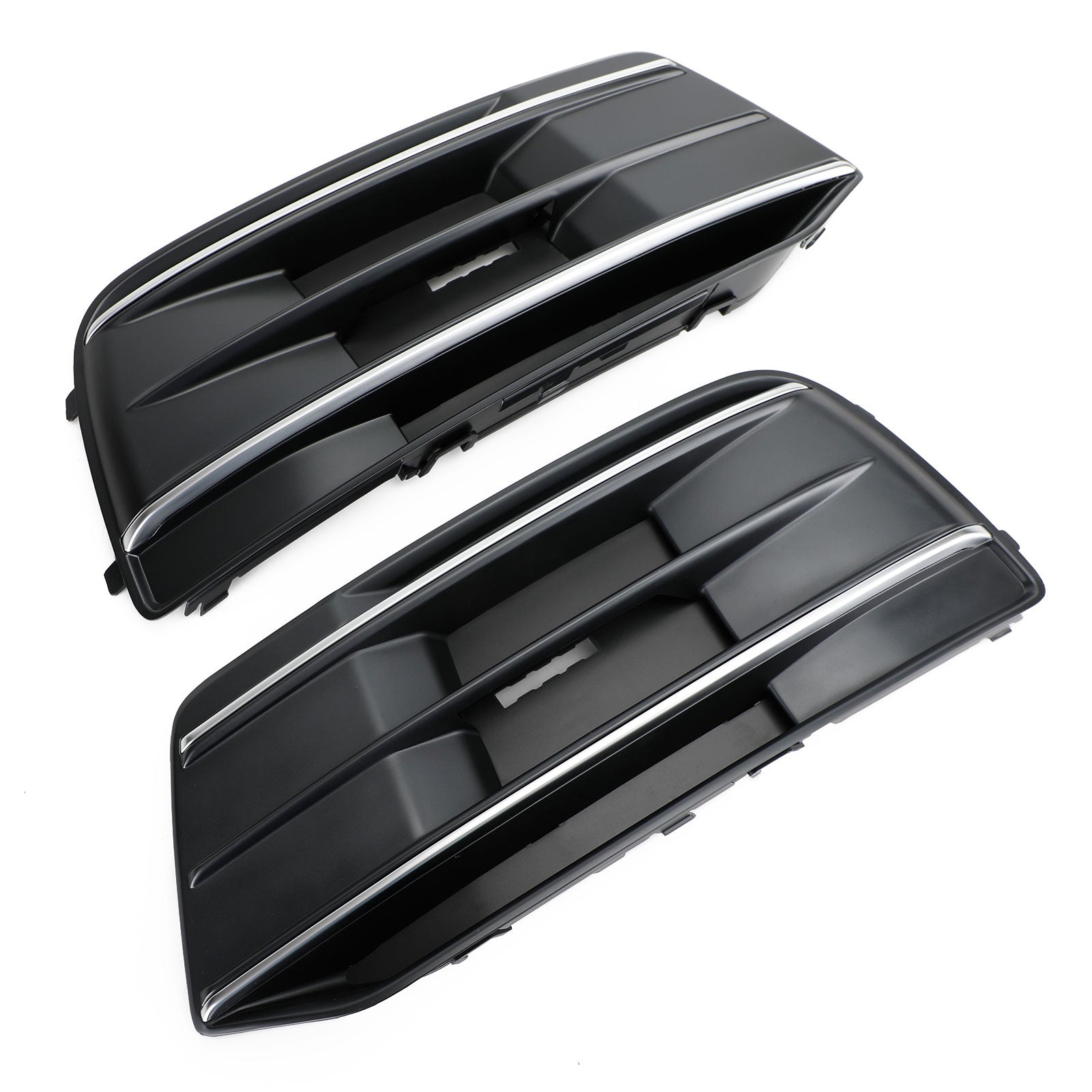 2PCS Front Bumper Cover Grille Bezel Insert Fit Audi Q5 2018-2022 Black/Chrome