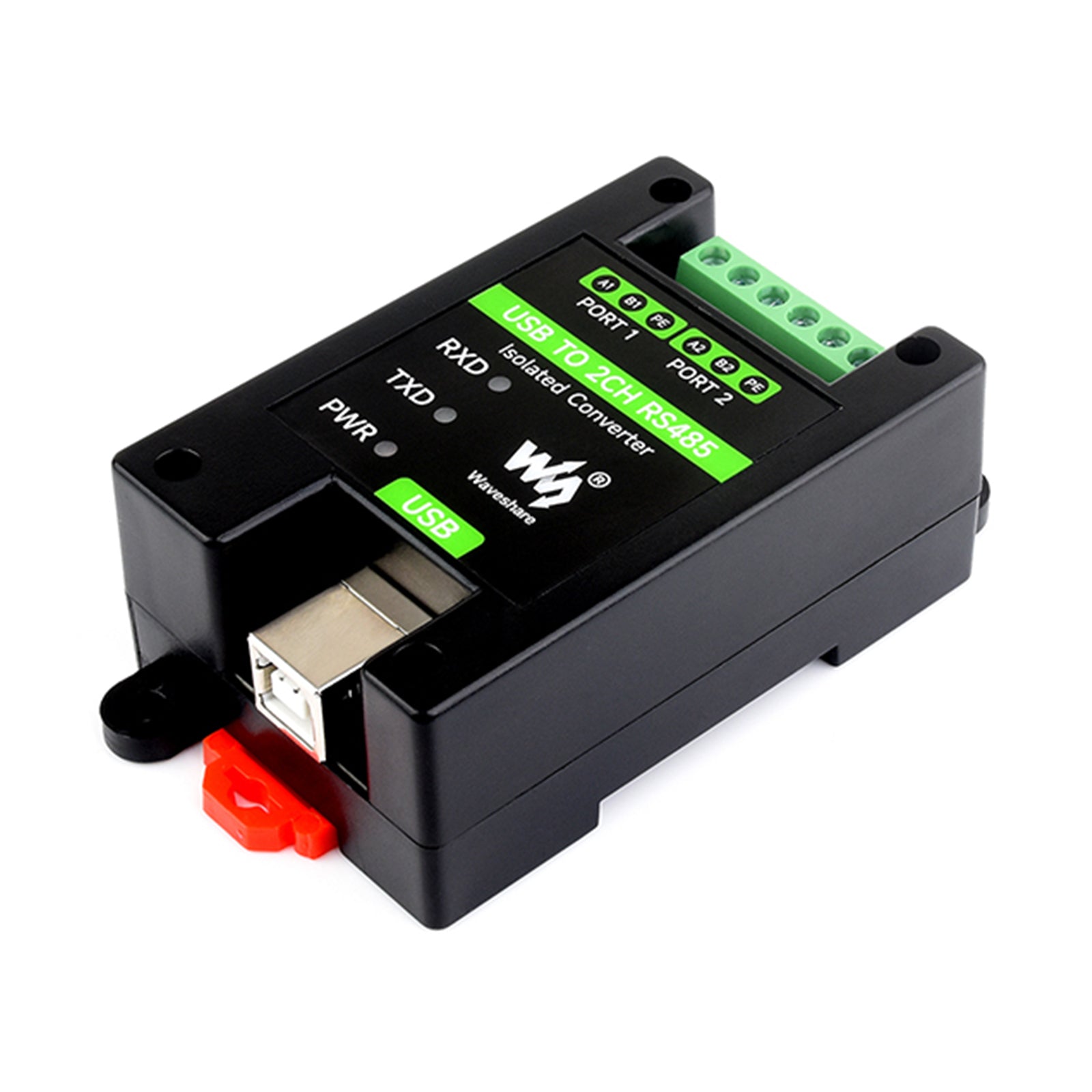 Industrial Isolated USB to 2-Way RS485 Serial Port Converter Rail Installation