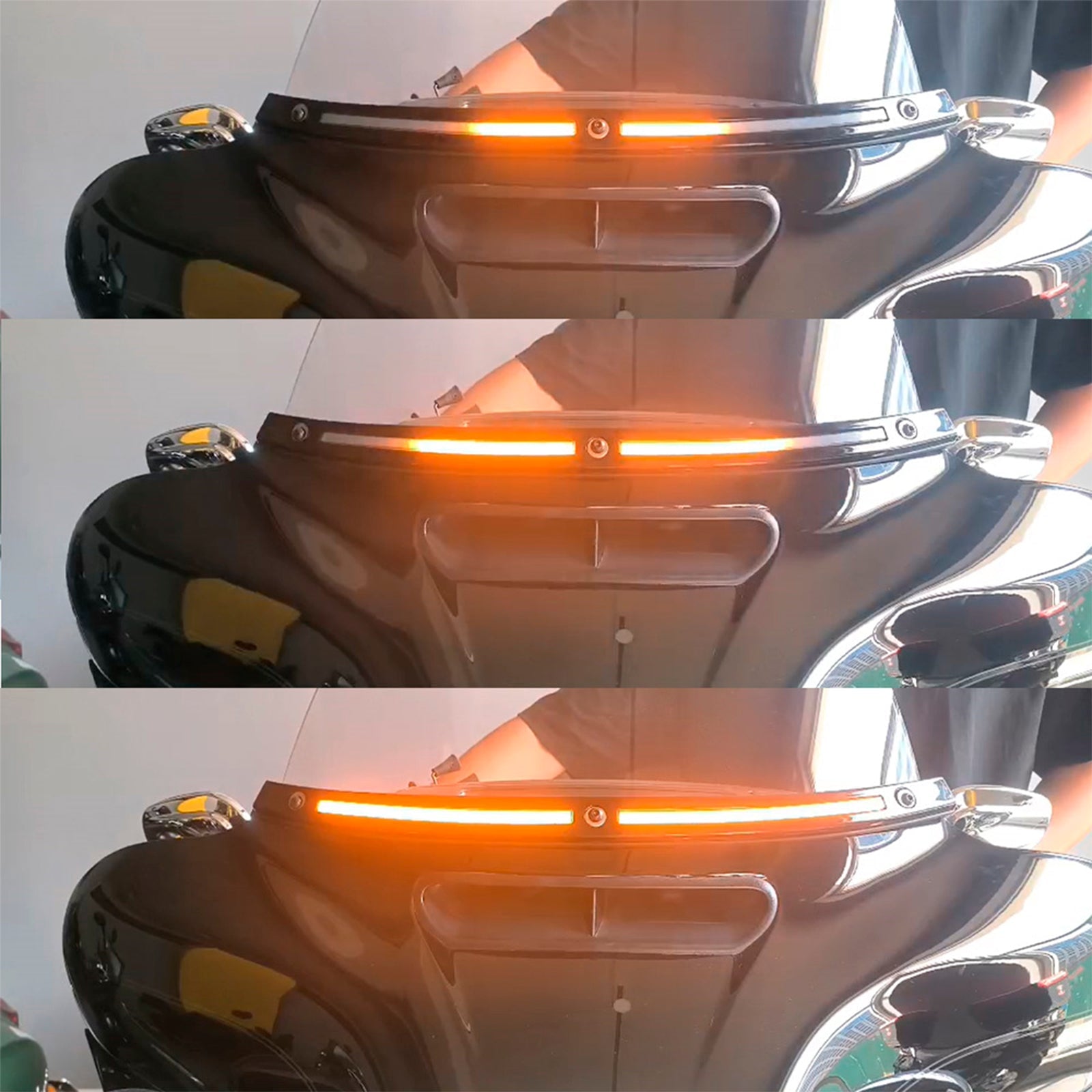 2014+Touring Electra Glide Street Glide Ultra Limited LED Running Turn Signal Light Windshield Trim