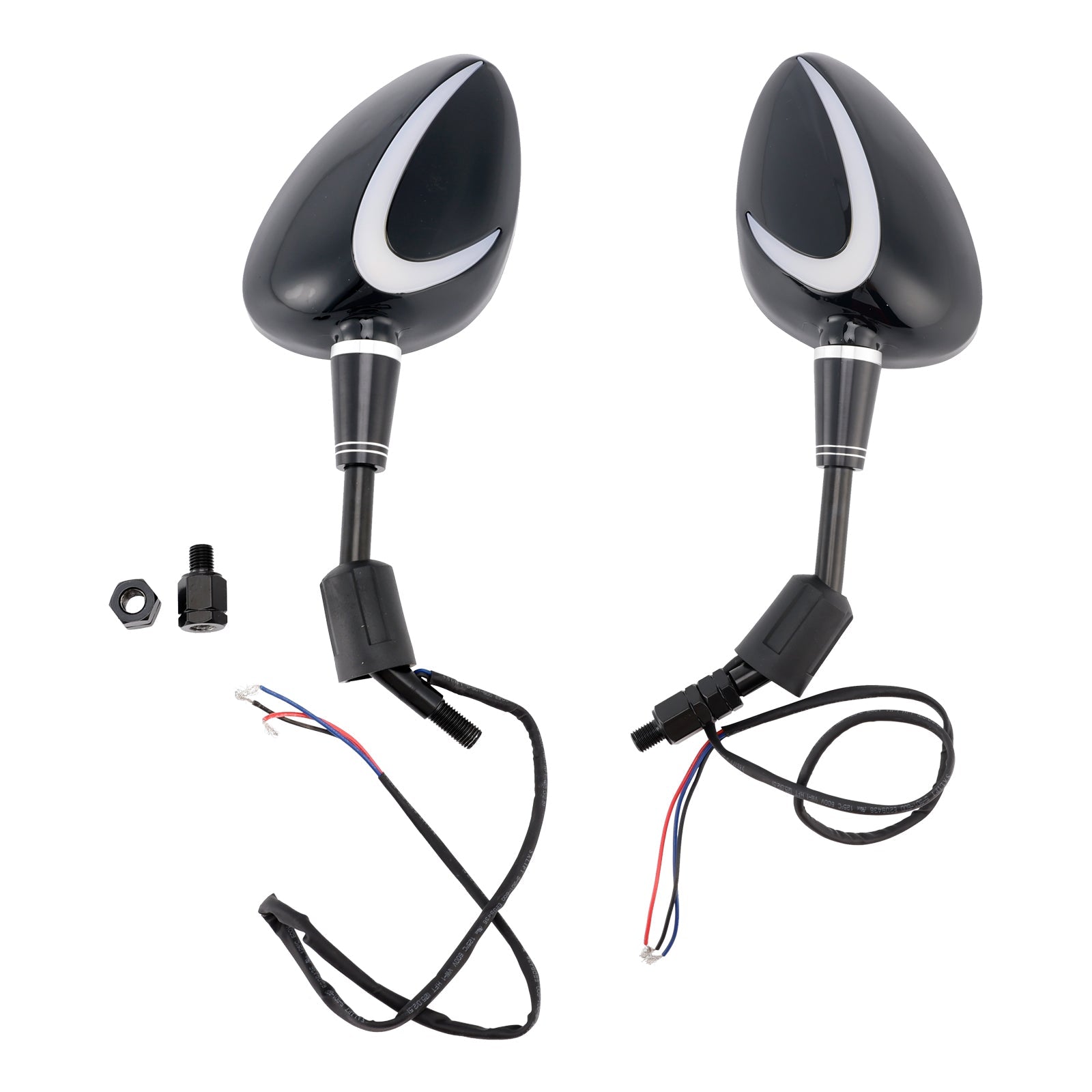 Black LED Turn Signal Mirror Pair 10mm Right-hand threading For Piaggio Vespa