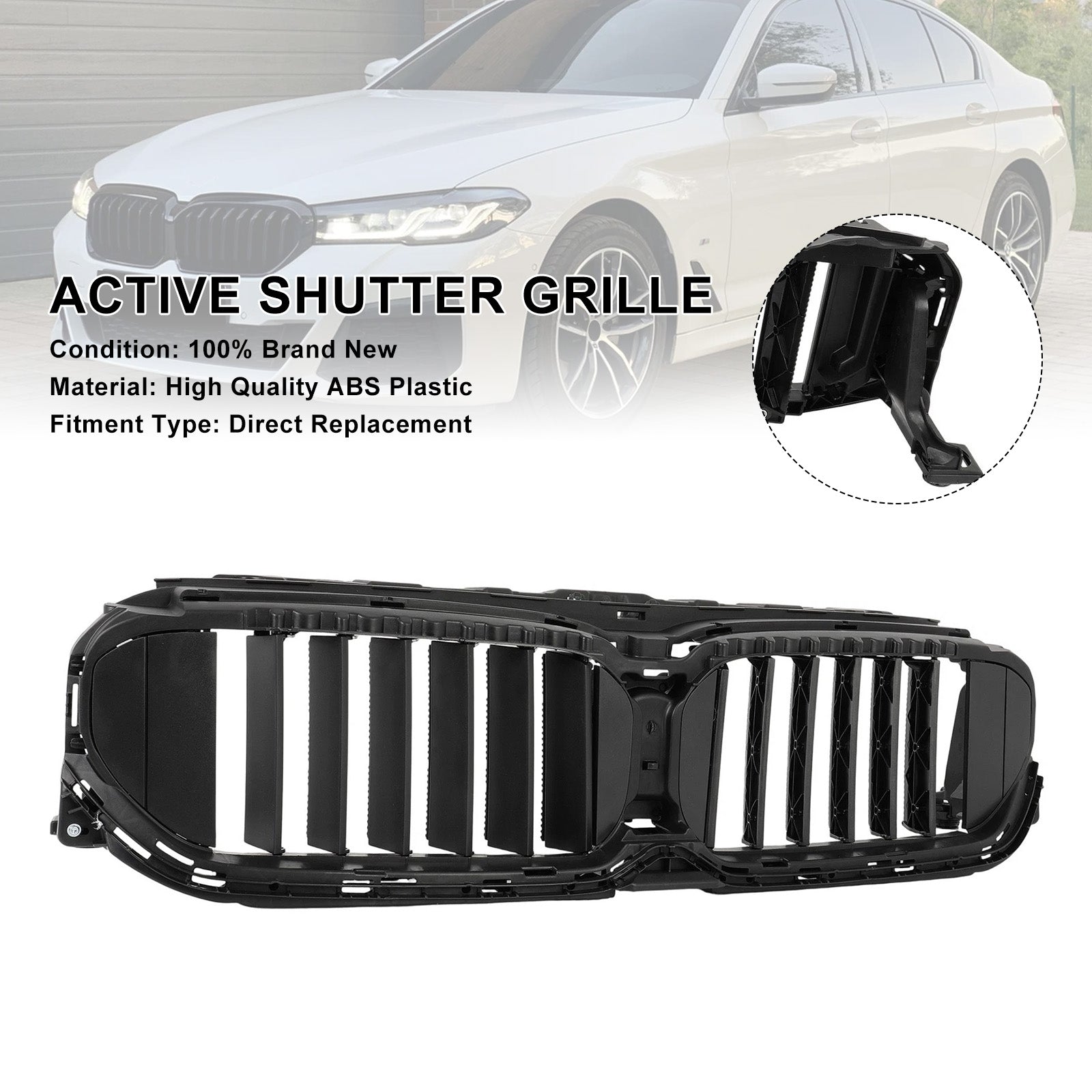 2021-2023 For BMW 5 series 540i xDrive 3.0L Front Radiator Active Grille Air Shutter W/Motor 51119498612