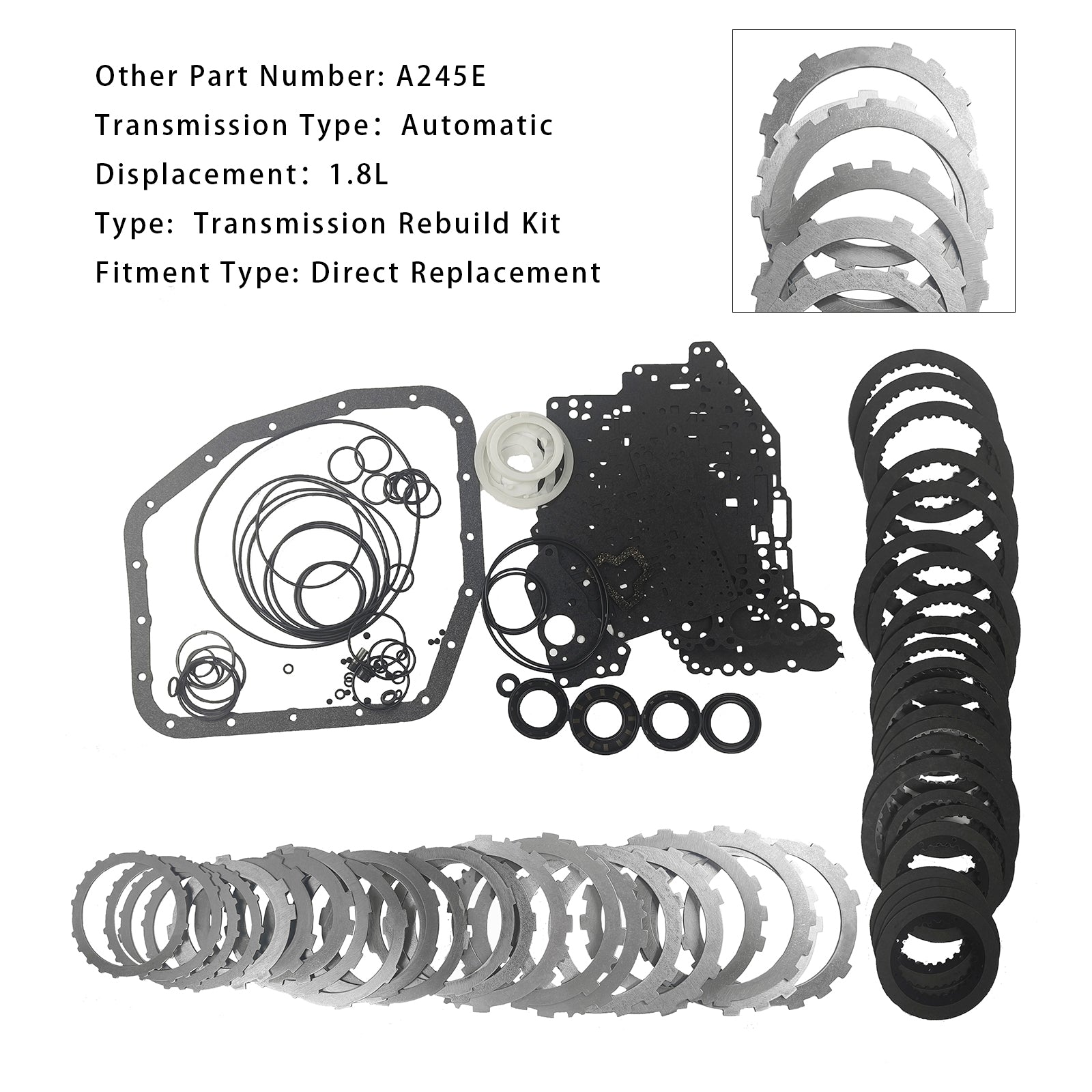 1993-2008 TOYOTA COROLLA 4 SP FWD L4 1.8L  A245E Transmission Master Rebuild kit Clutch Plates