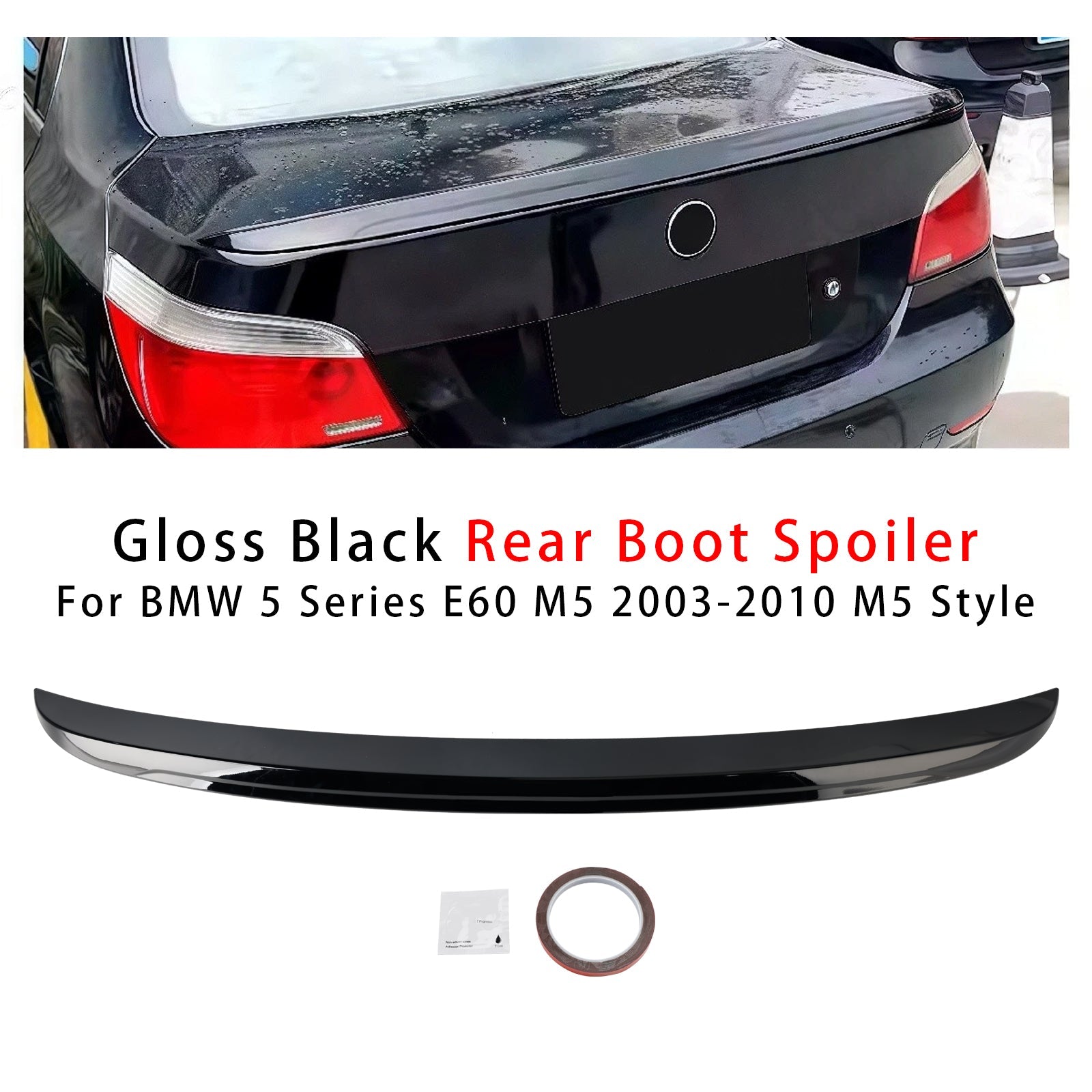 2003-2010 BMW 5 Series E60 M5 M5 Style Gloss Black Rear Boot Spoiler